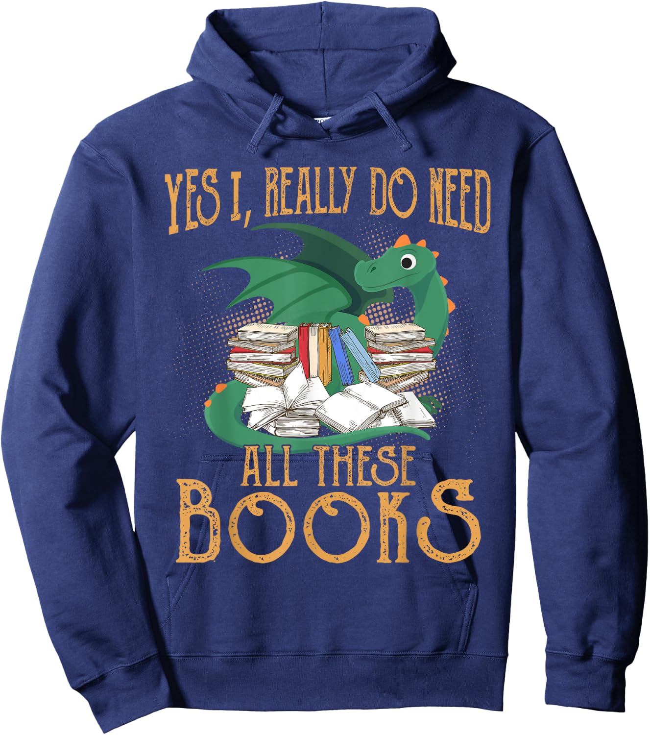 Funny Book Reading Design for Book Lovers Dragon Enthusiasts Hoodie - Hoodie | Navy