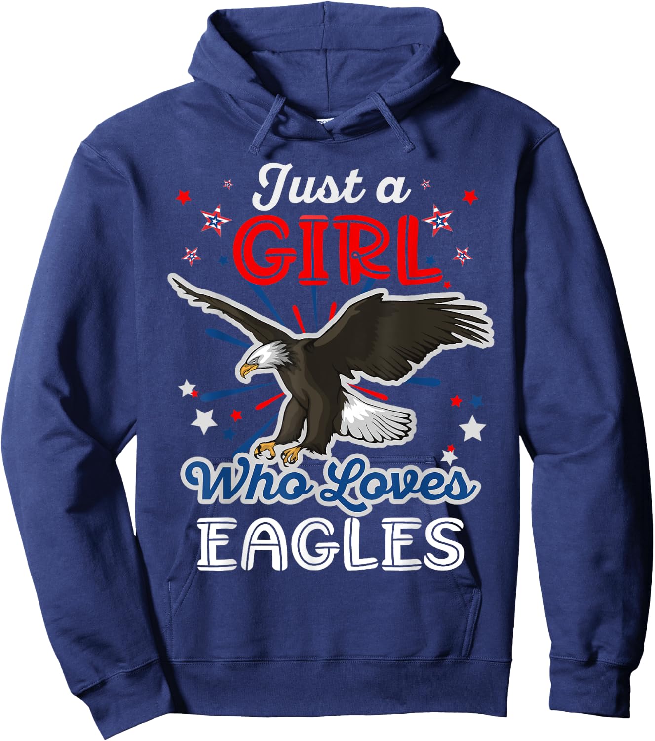 Just a Girl Who Loves Eagles American Girls Women Bald Eagle Hoodie - Hoodie | Navy