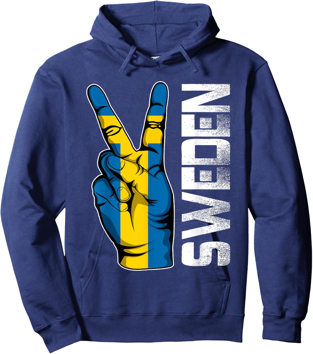Retro Patriotic Victory Sweden Flag Fingers Kids Men Hoodie - Hoodie | Navy