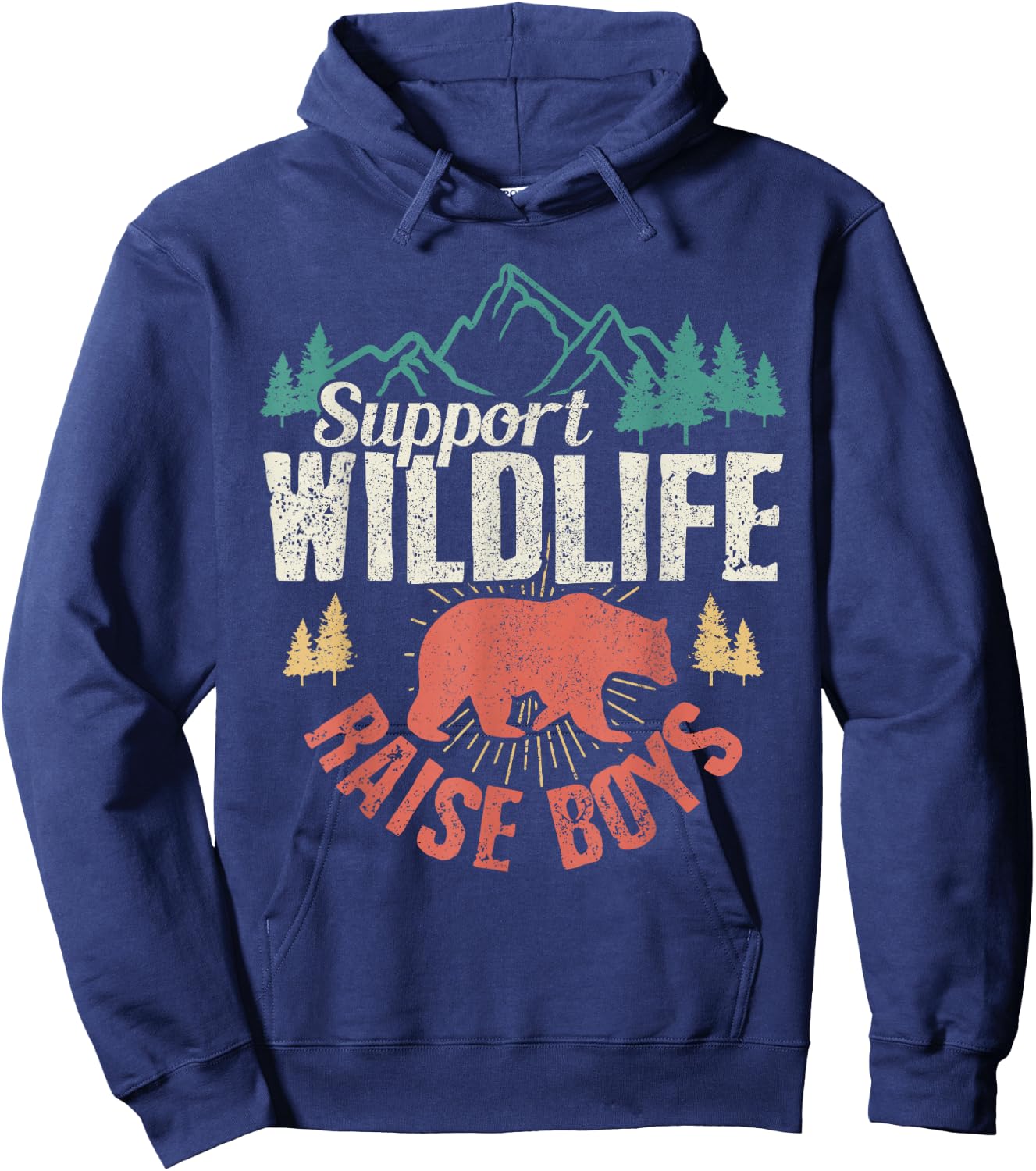 Support Wildlife Raise Boys Vintage Mothers Day Gift Hoodie - Hoodie | Navy