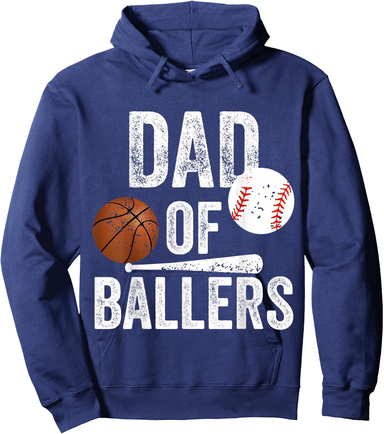 Dad of Ballers Basketball Baseball Dad Fathers Day Funny Hoodie - Hoodie | Navy
