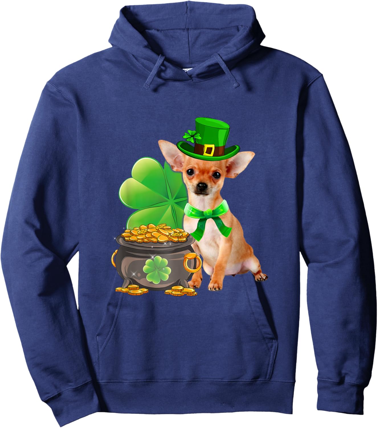 Chihuahua Dog Shamrock St Patricks Day Dog Irish Gift Hoodie - Hoodie | Navy