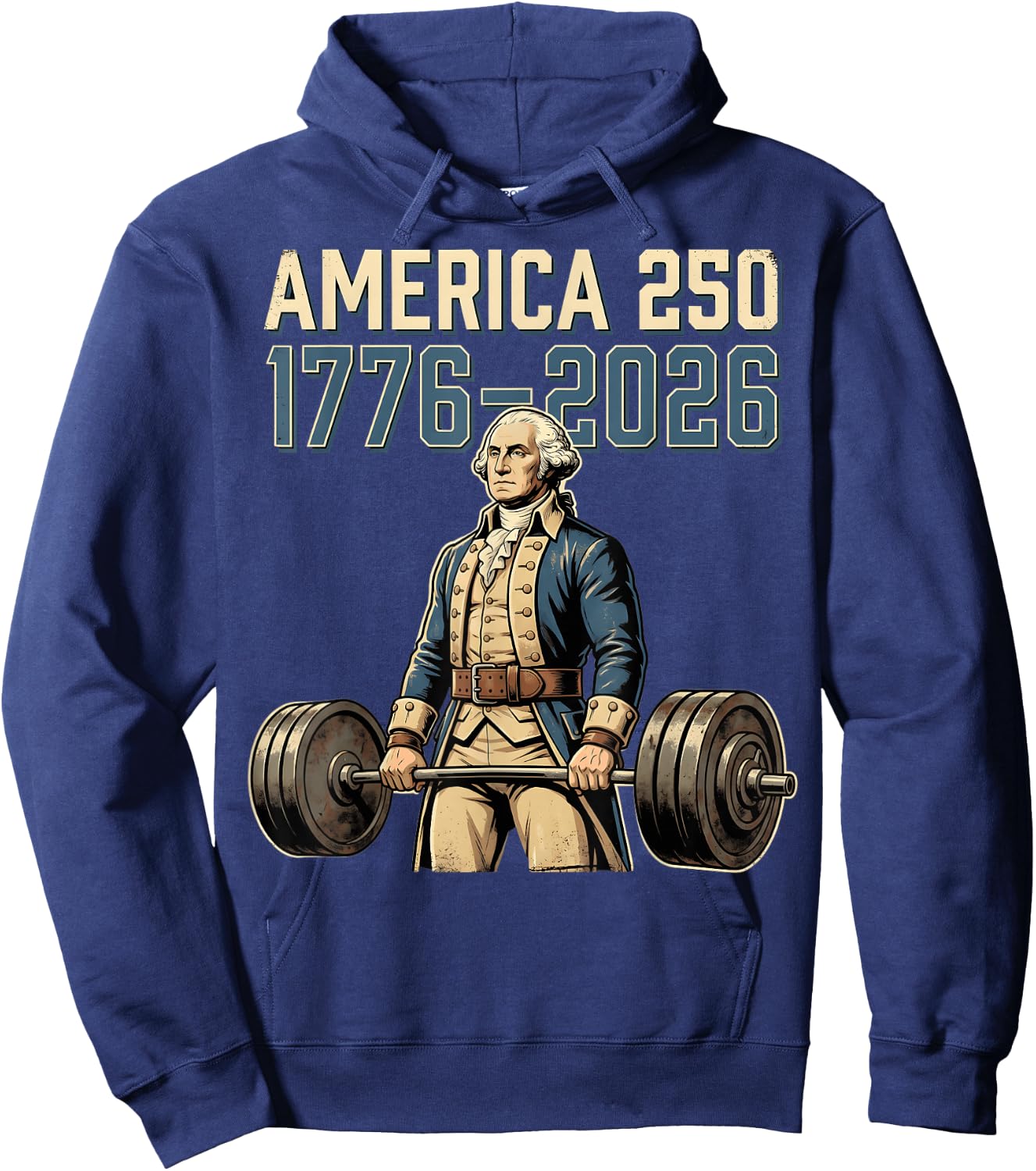 America 250 1776-2026 George Washington Lifting Retro Gym Hoodie - Hoodie | Navy
