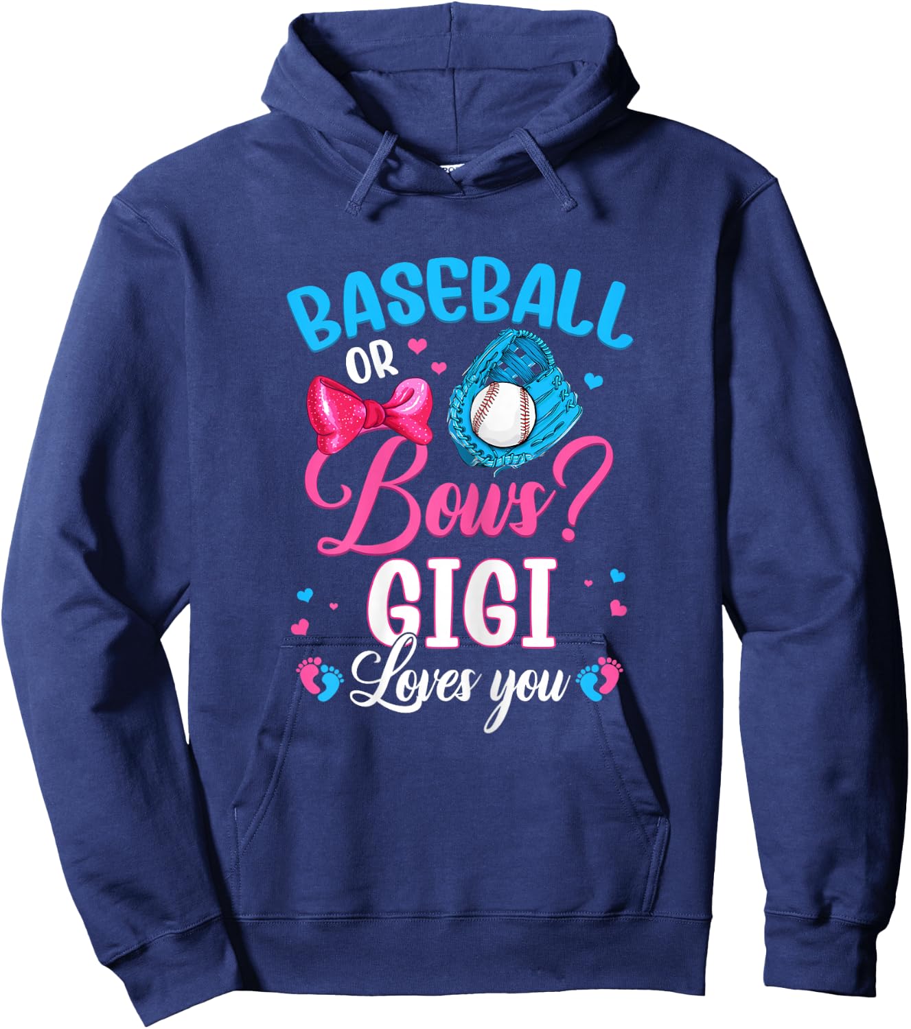 Baseball Or Bows Gigi Loves You Gender Reveal Hoodie - Hoodie | Navy