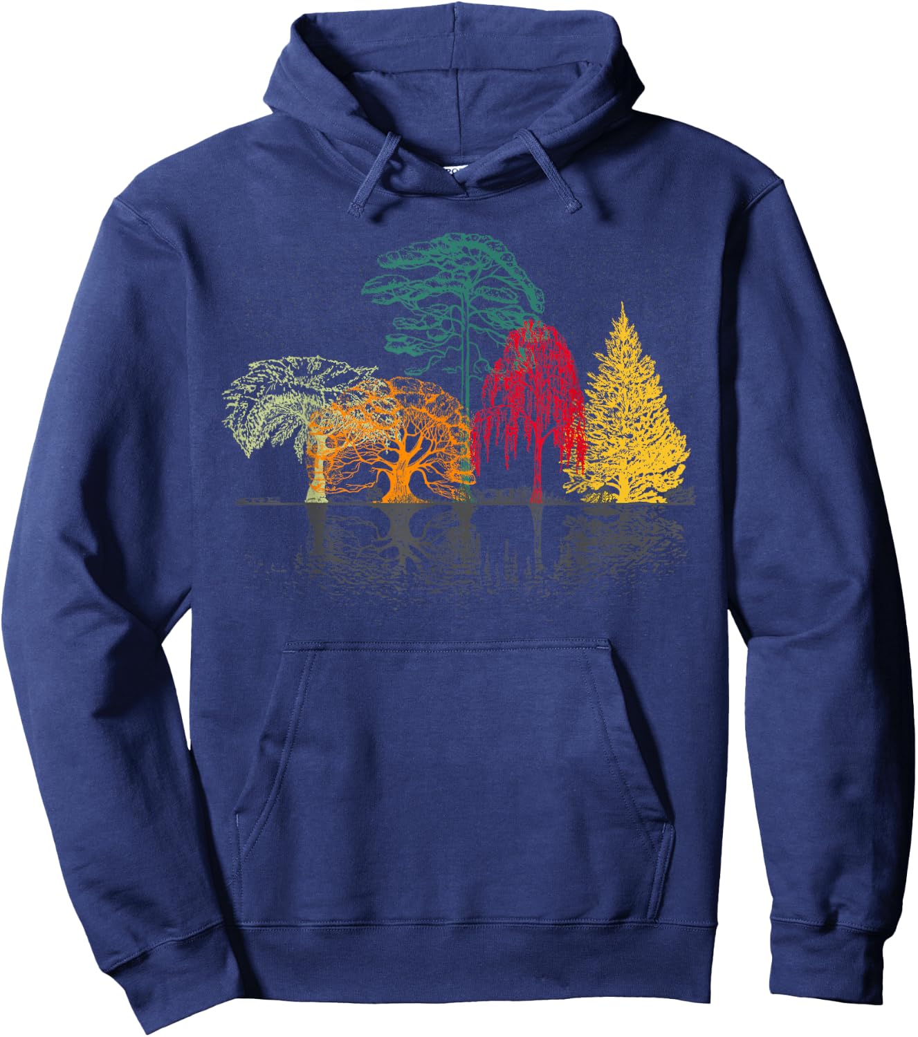 Fall Wildlife Outdoor Trees Reflection Forest Nature Hoodie - Hoodie | Navy