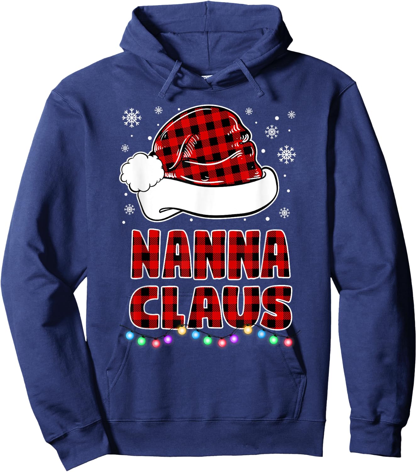 Nanna Claus Funny Grandma Matching Family Christmas Pajamas Hoodie - Hoodie | Navy