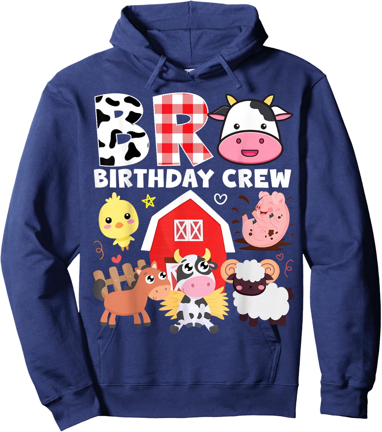 Cow Bro Birthday Crew Farm Theme Animals Kids Birthday Party Hoodie - Hoodie | Navy