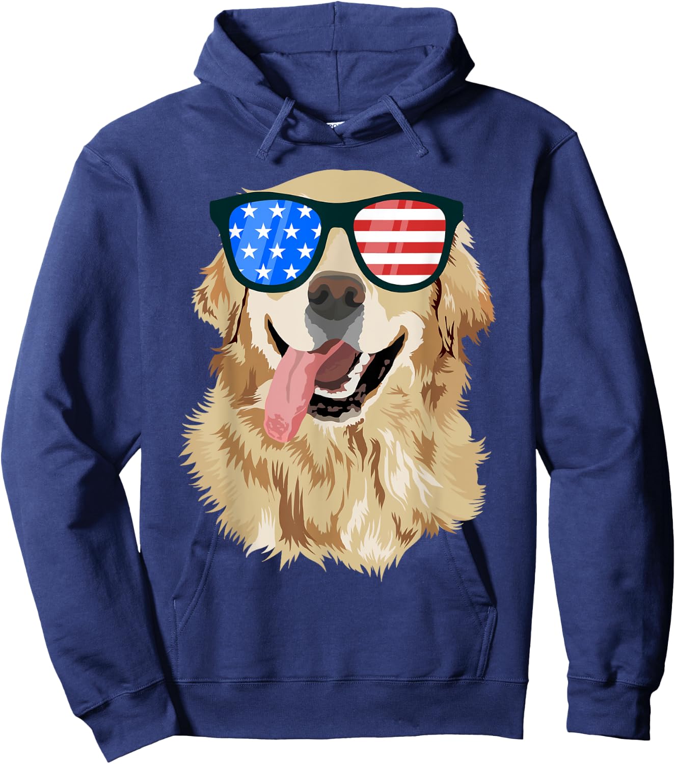Golden Retriever USA American Flag Dog Lover Puppy Owner Women Kids Men Hoodie - Hoodie | Navy