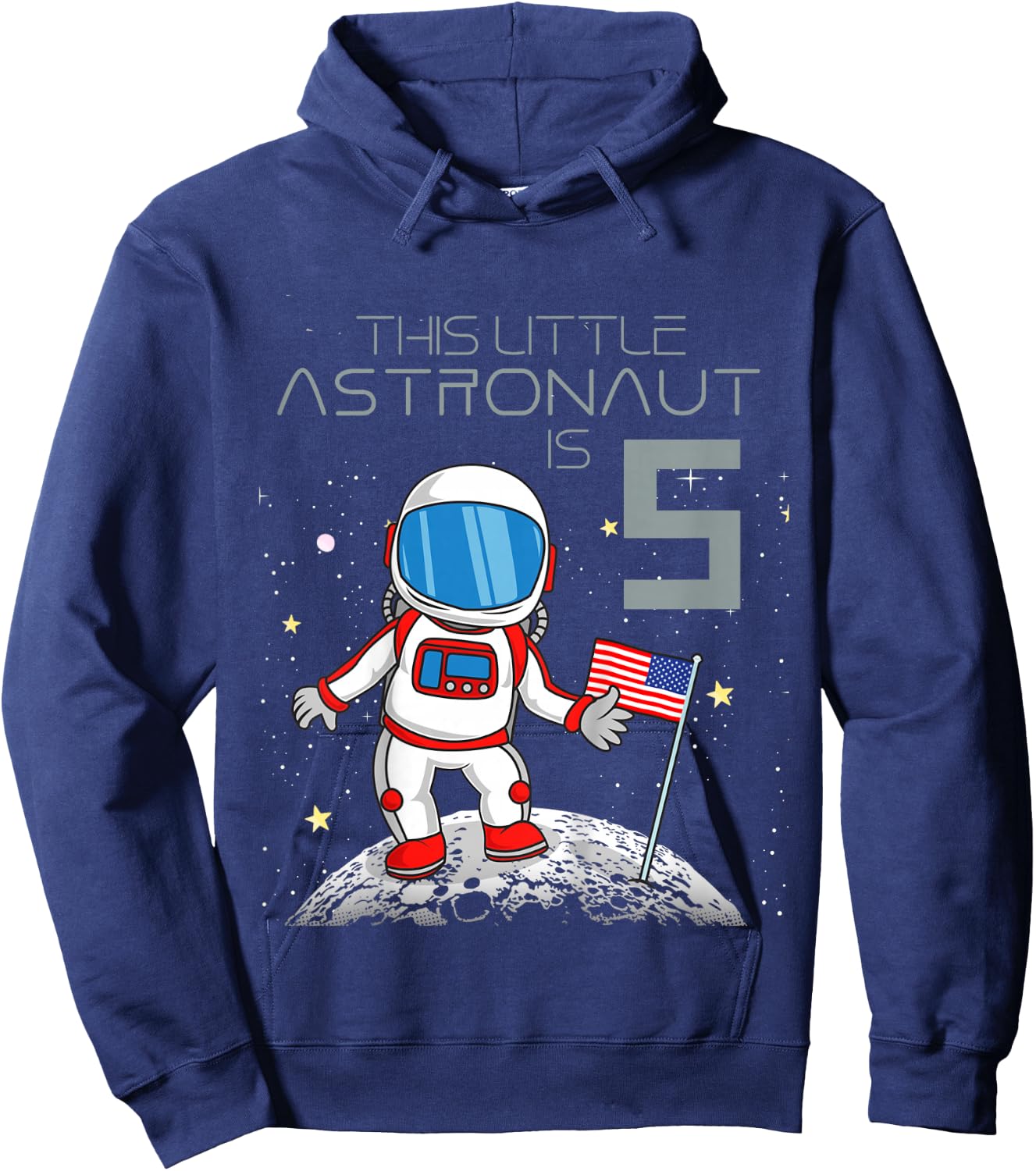 Kids 5th Birthday Astronaut Shirt Boys Gift 5 Year Old Space Geek Hoodie - Hoodie | Navy