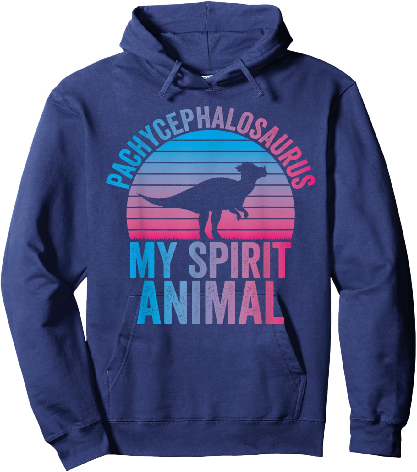 Pachycephalosaurus Spirit Animal Dinosaur Vaporwave Gift Hoodie - Hoodie | Navy