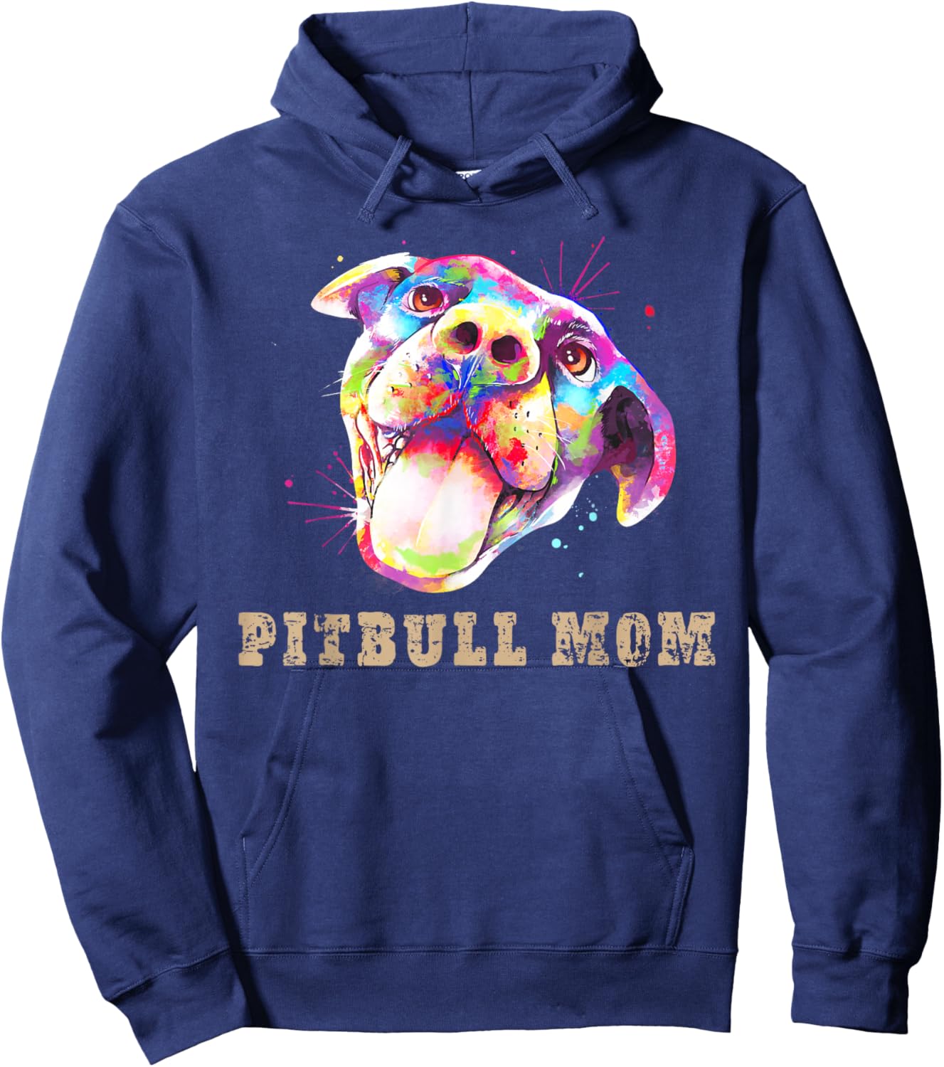 Pitbull Mom - Smiling Pitbull Puppy Face - Funny Pitbull Mom Hoodie - Hoodie | Navy