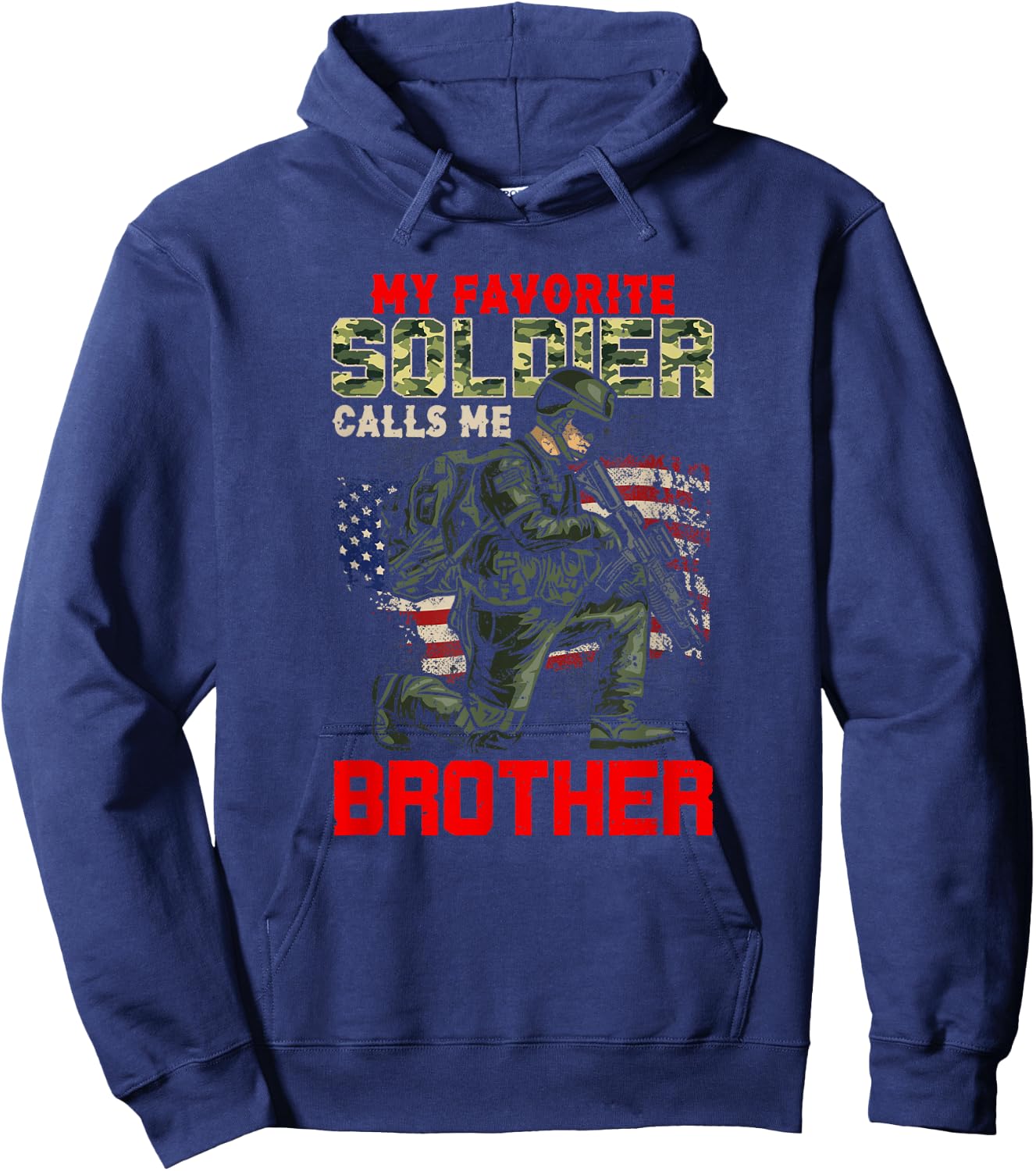 Vintage My Favorite Soldier Calls Me Brother Soldier Lover Hoodie - Hoodie | Navy