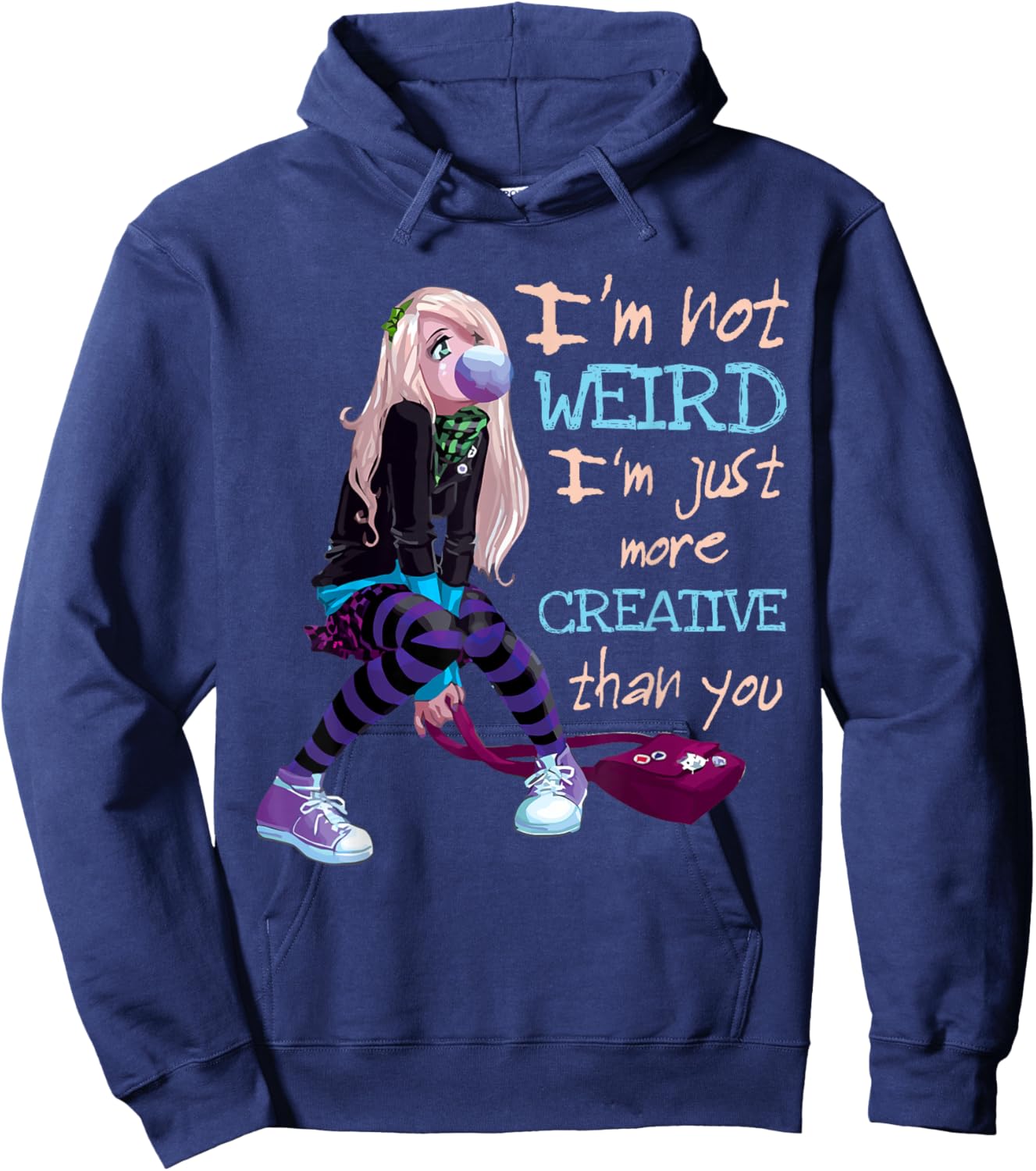 Kawaii Anime Girl Kawaii Clothes Anime Clothing Not Weird Small Hoodie - Hoodie | Navy