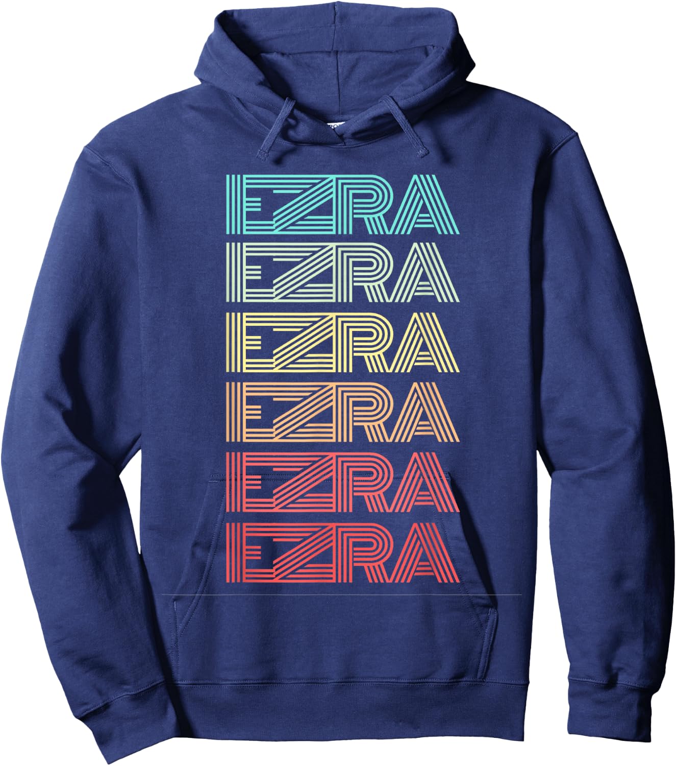 First Name EZRA Boy Retro Personalized Birthday Father Son Hoodie - Hoodie | Navy
