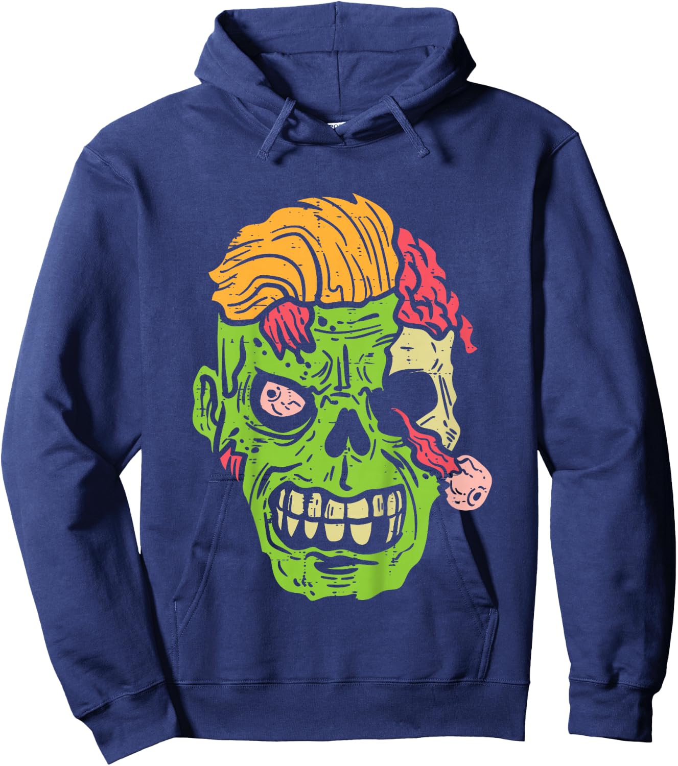 Kids Zombie Face Scary Spooky Creepy Halloween Boys Youth Teen Hoodie - Hoodie | Navy