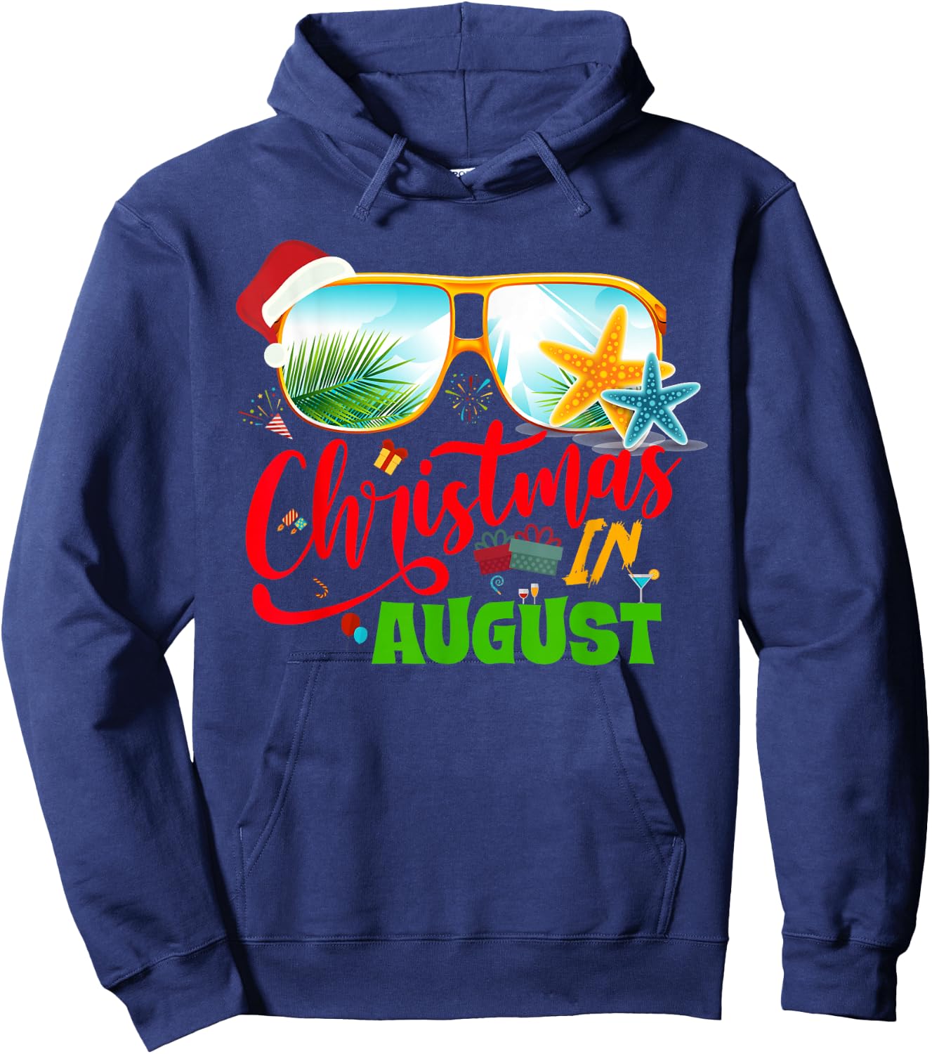 Funny Christmas in August gift Summer Reindeer Float Xmas Hoodie - Hoodie | Navy