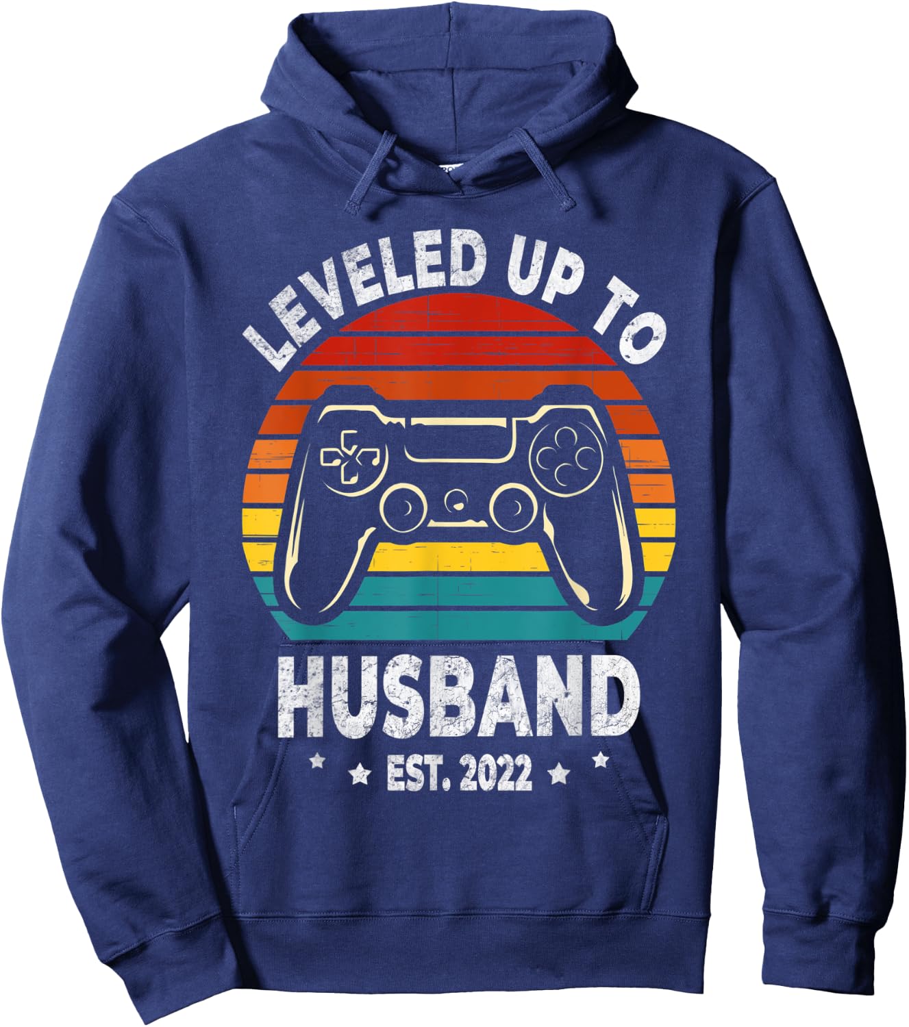 Leveled Up To Husband 2022 Newly Married Gift Bachelor Party Hoodie - Hoodie | Navy
