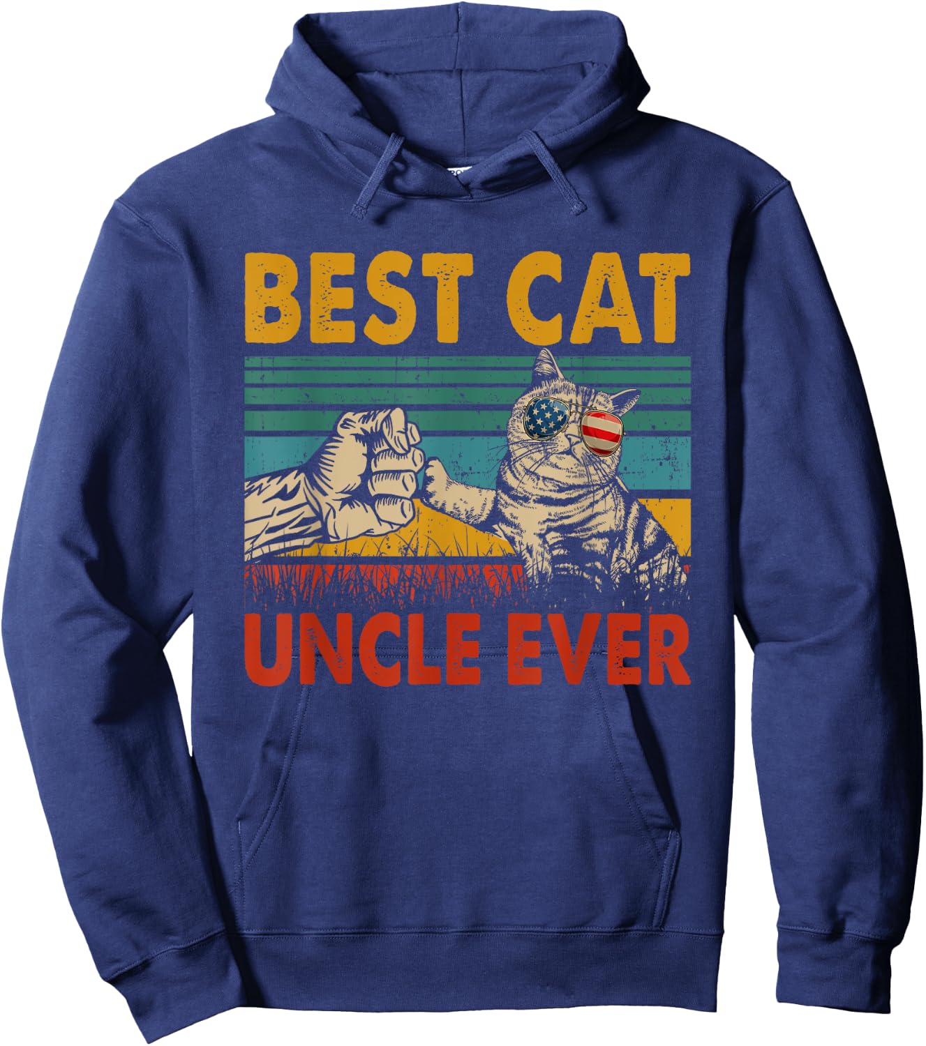Vintage Retro Best Cat Uncle Ever Funny Dad Cat Lover Gifts Women Hoodie - Hoodie | Navy