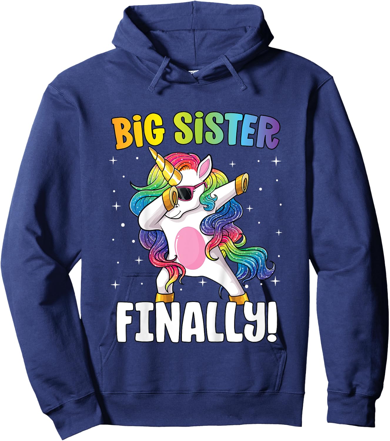 Big Sister Finally Dabbing Unicorn Girls Big Sister Hoodie - Hoodie | Navy