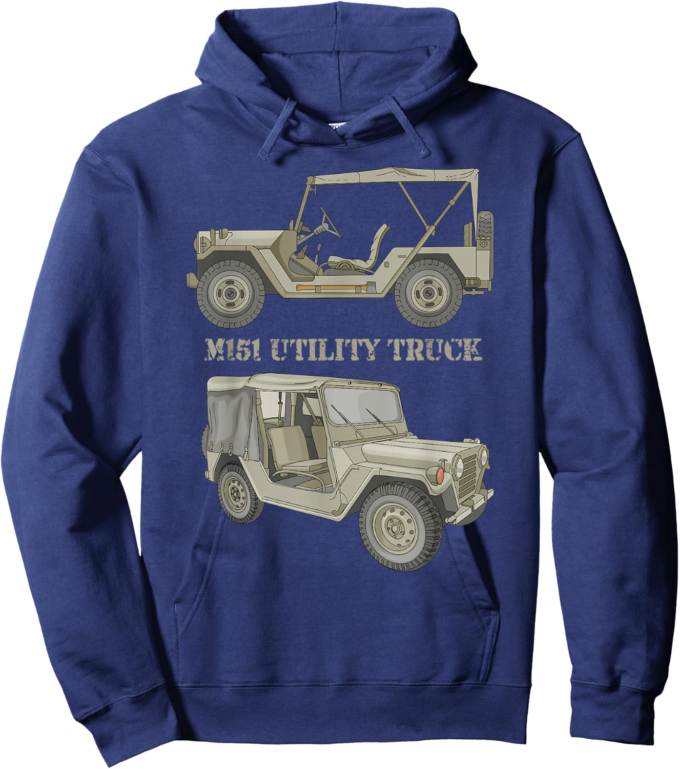 M151 Military 4 x 4 Utility Truck Diagram Hoodie - Hoodie | Navy