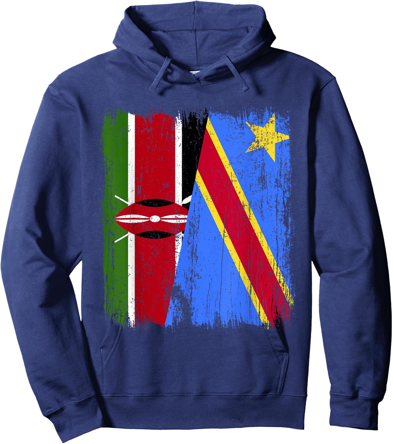 Kenya Congo Half Flag Kenyan Congolese Pride Jersey Hoodie - Hoodie | Navy