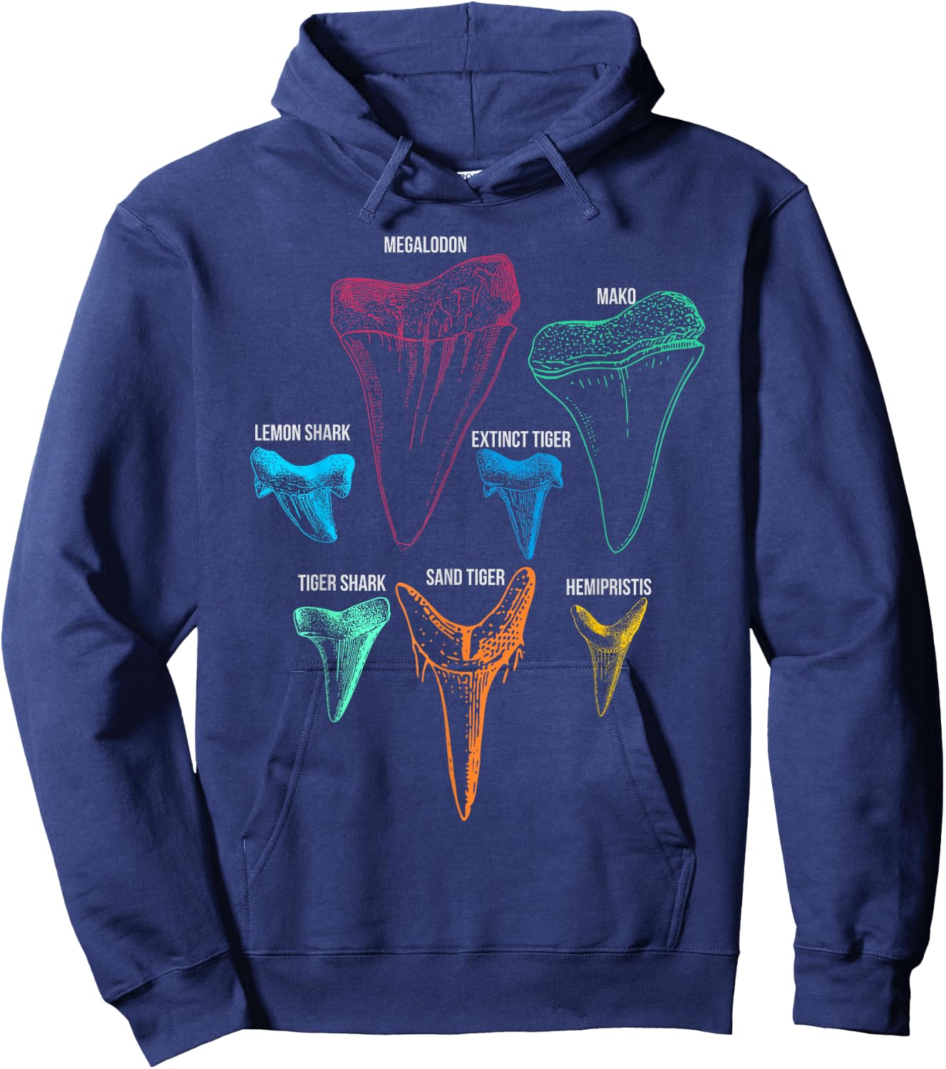Shark Tooth Hunting Identity Key T Shirt Hoodie - Hoodie | Navy