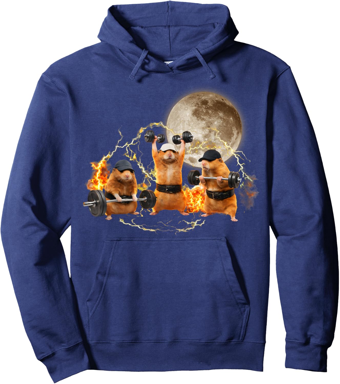 Weightlifting Pump Cover Hamster Meme Fitness Workout Gym Hoodie - Hoodie | Navy