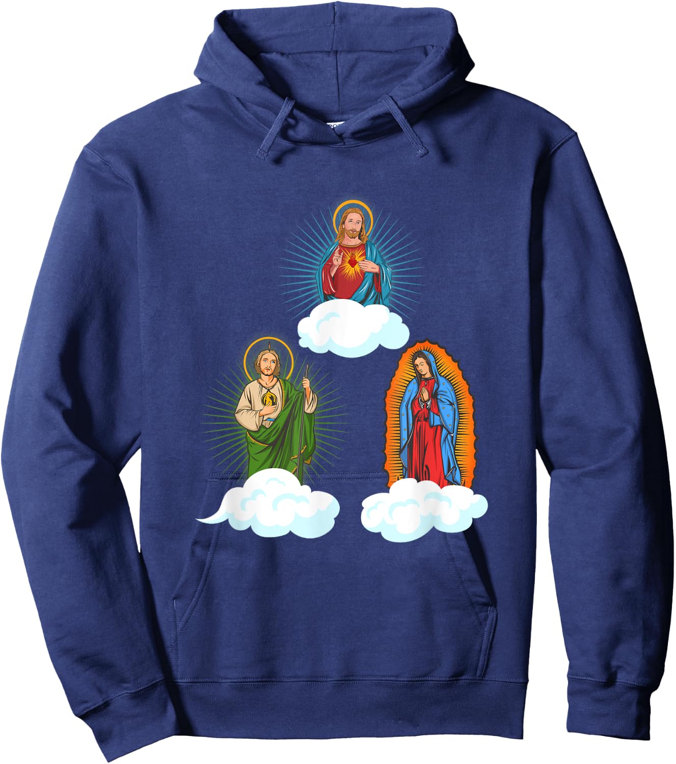 Jesus. Virgen María y San Judas Tadeo In Clouds Hoodie - Hoodie | Navy