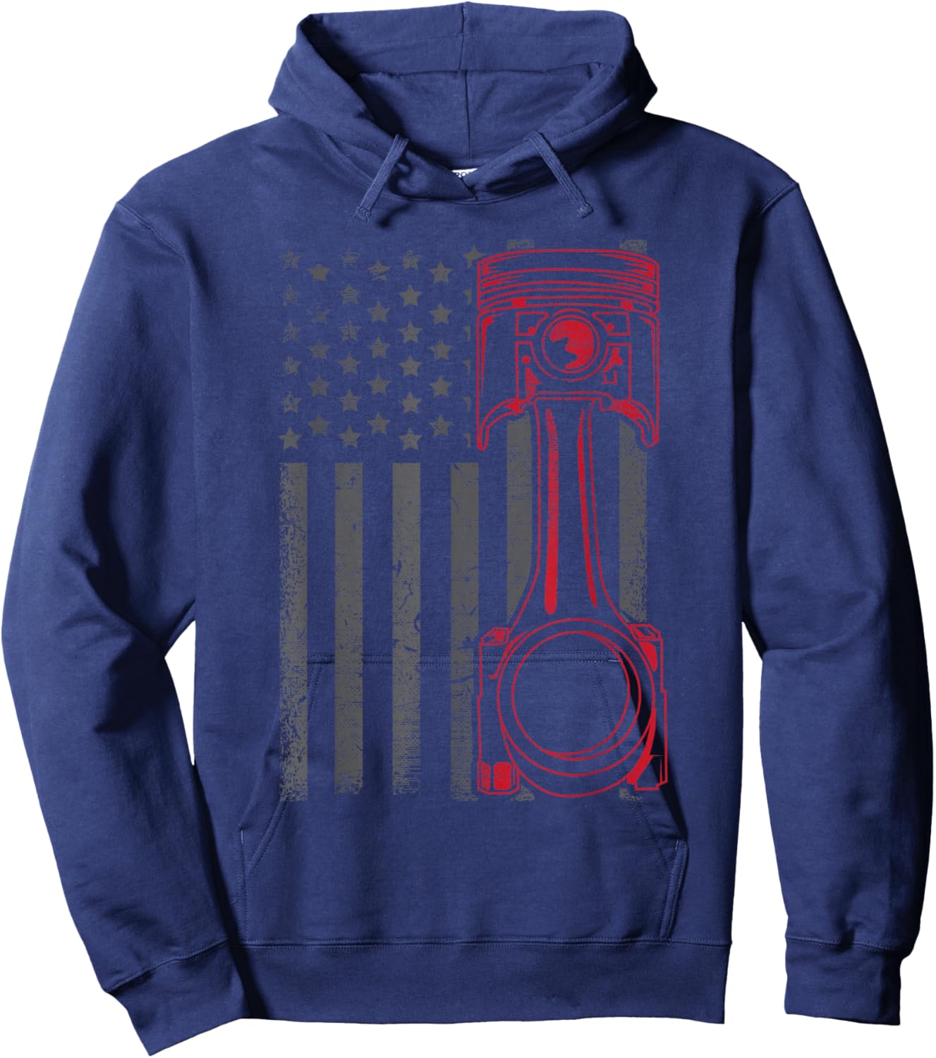 Vintage American Flag Piston Funny Muscle Car Mechanic Gift Small Hoodie - Hoodie | Navy