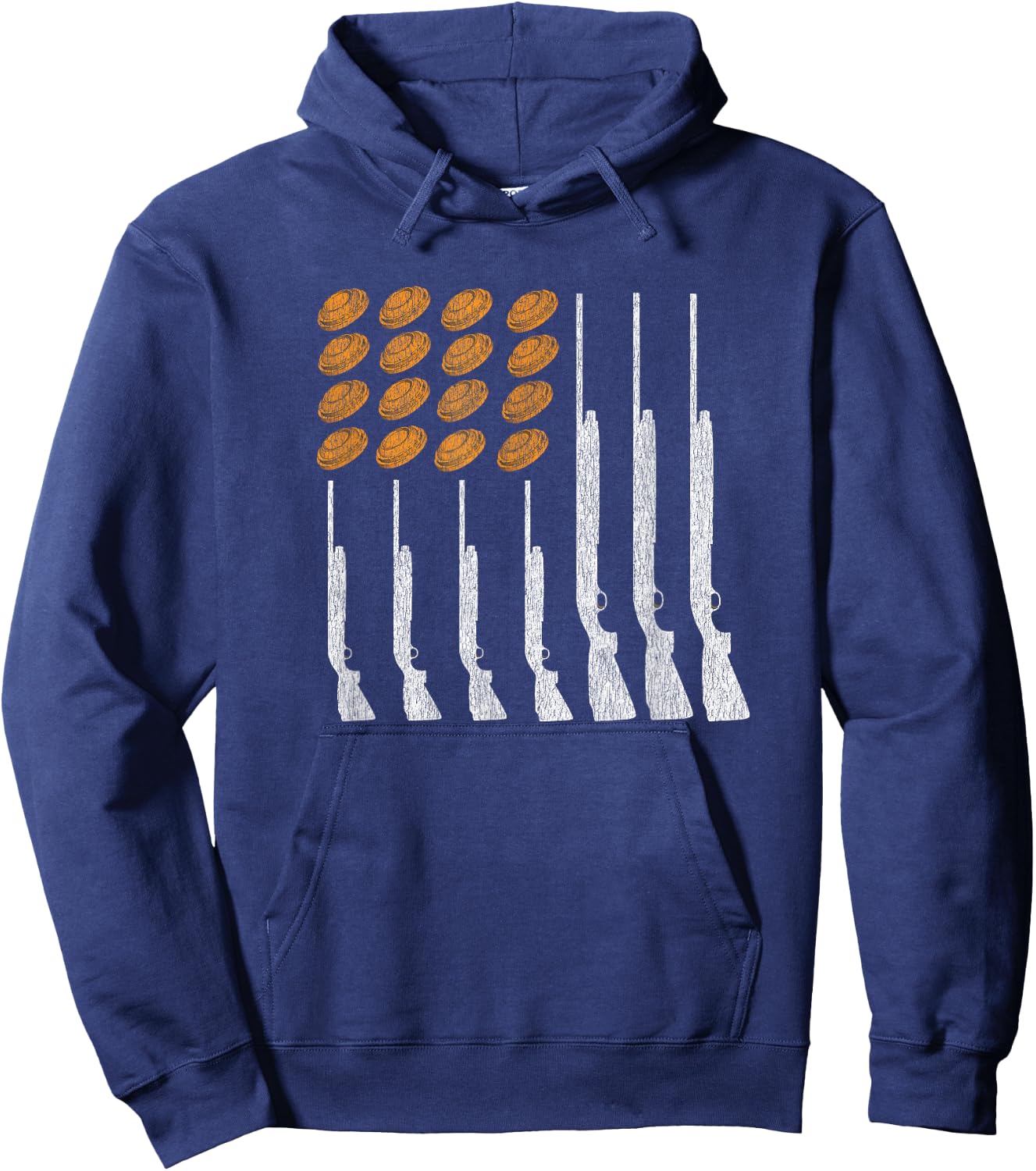 Clay Target Shooting Trap Skeet American Flag Patriotic Hoodie - Hoodie | Navy