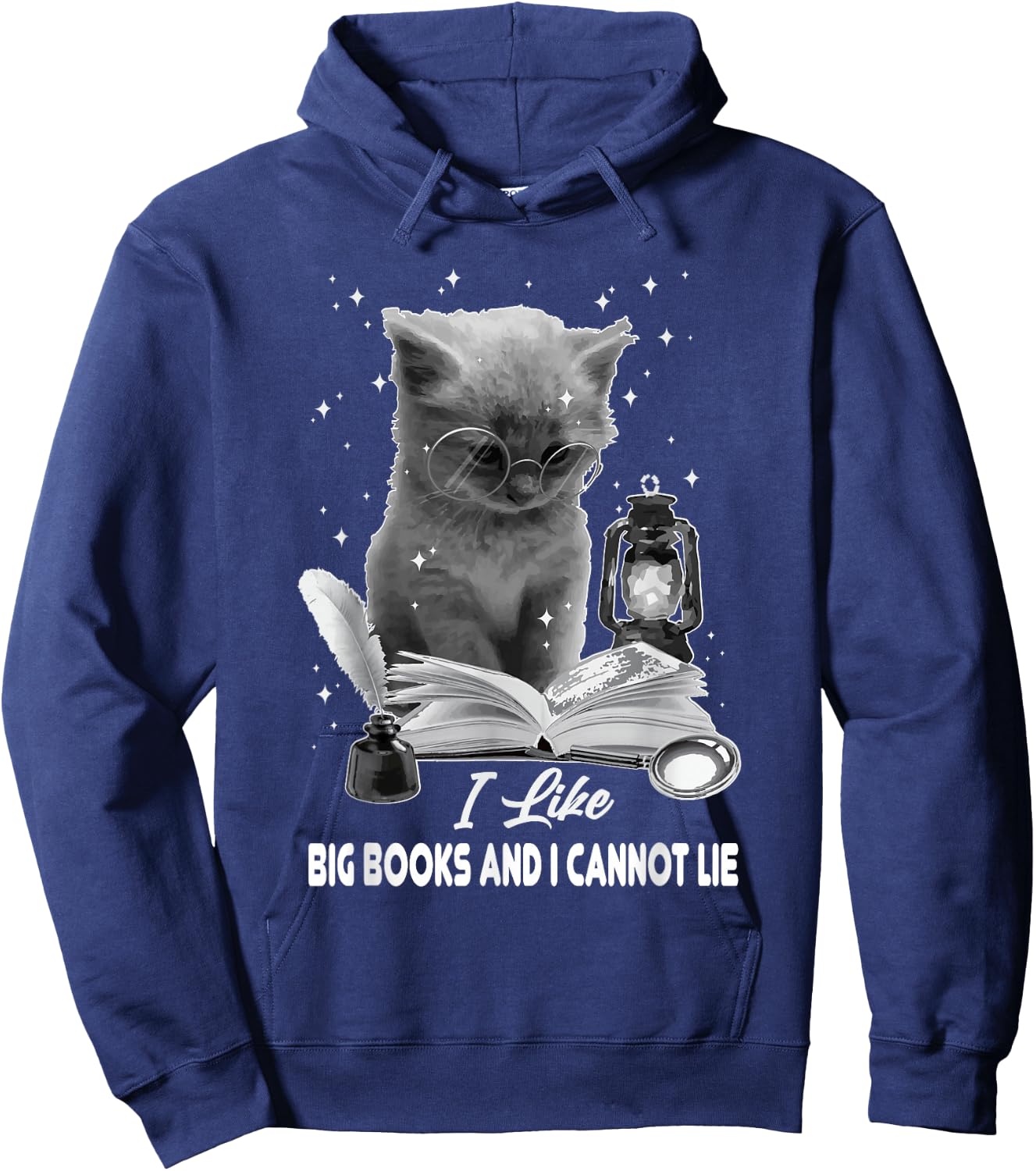 I Like Big Books and I Cannot Lie Cat Reading A Book Bookish Hoodie - Hoodie | Navy