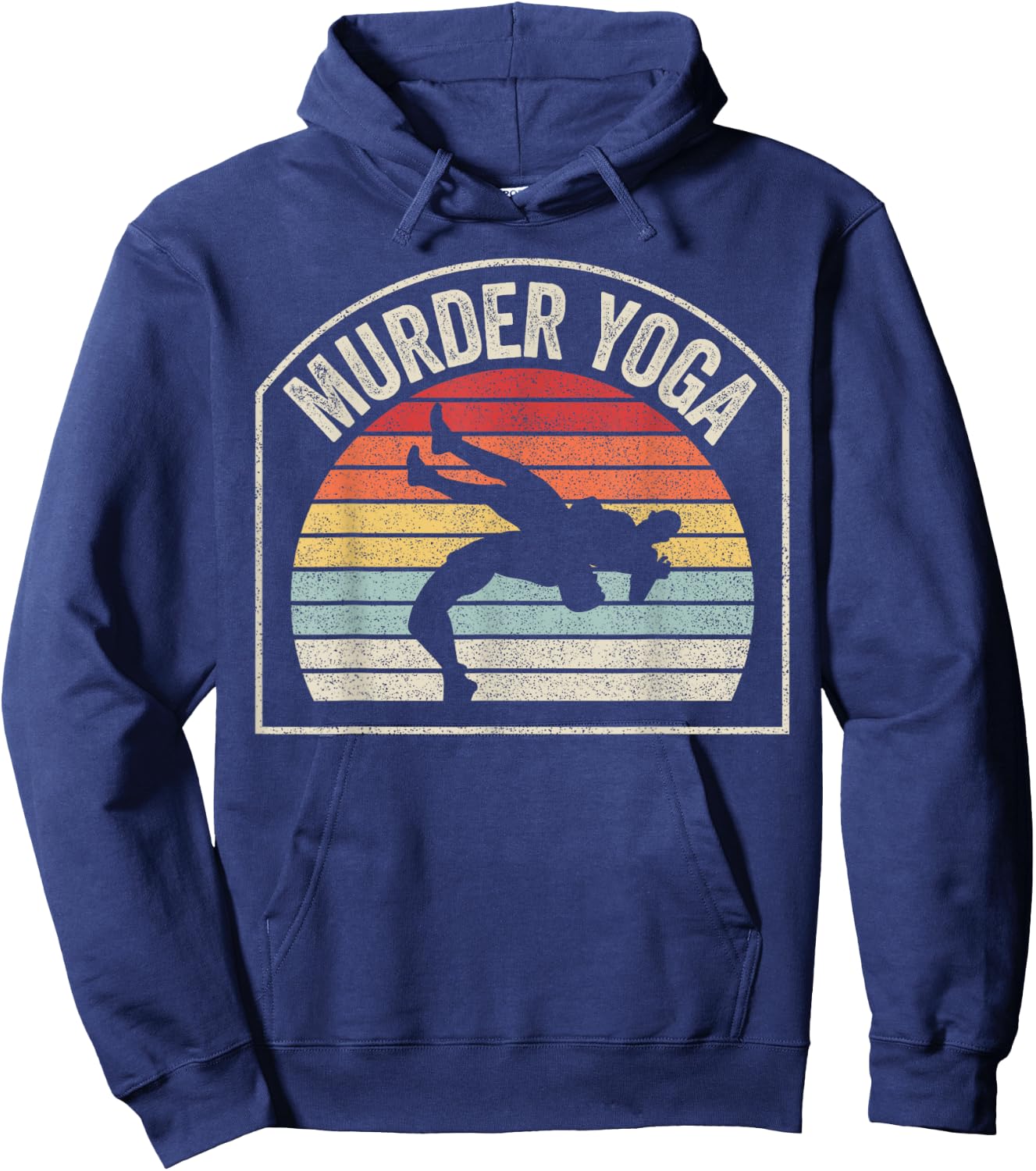 Retro Vintage Wrestling Murder Yoga Hoodie - Hoodie | Navy