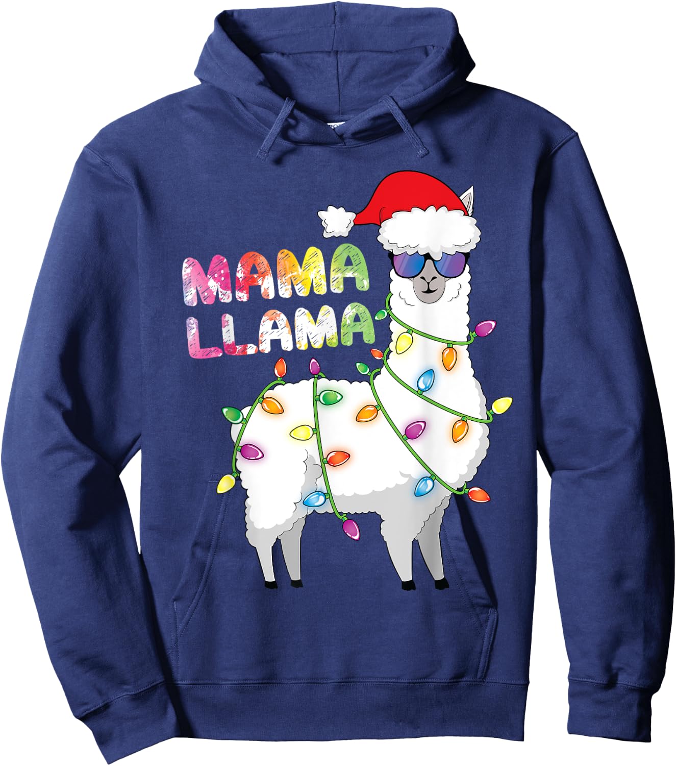Mama Llama Women Funny Matching Christmas Llama Hoodie - Hoodie | Navy