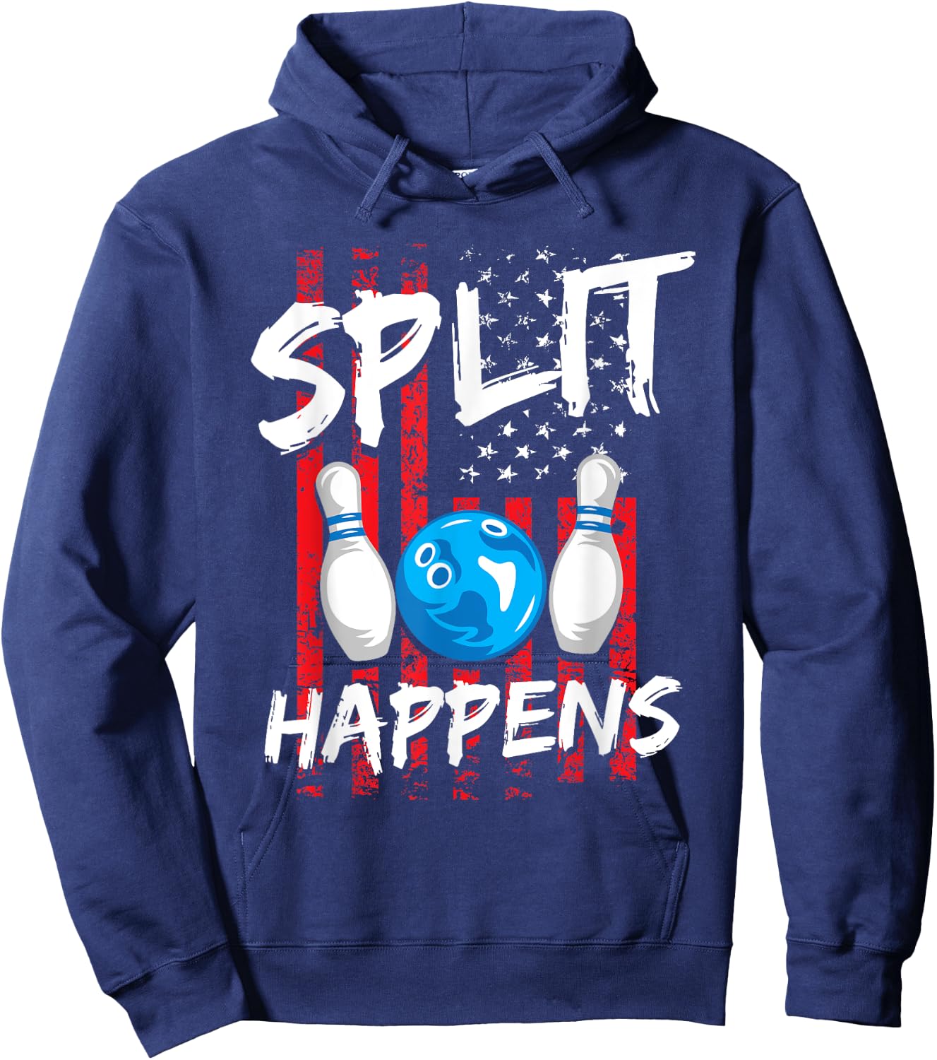 Split Happens - Bowler Men Funny Bowling Hoodie - Hoodie | Navy
