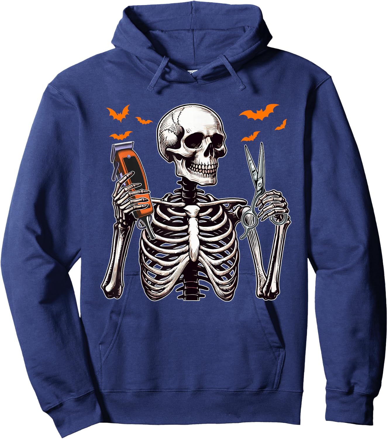 Barber Job Horror Skeleton Halloween Team Costume Parties Hoodie - Hoodie | Navy