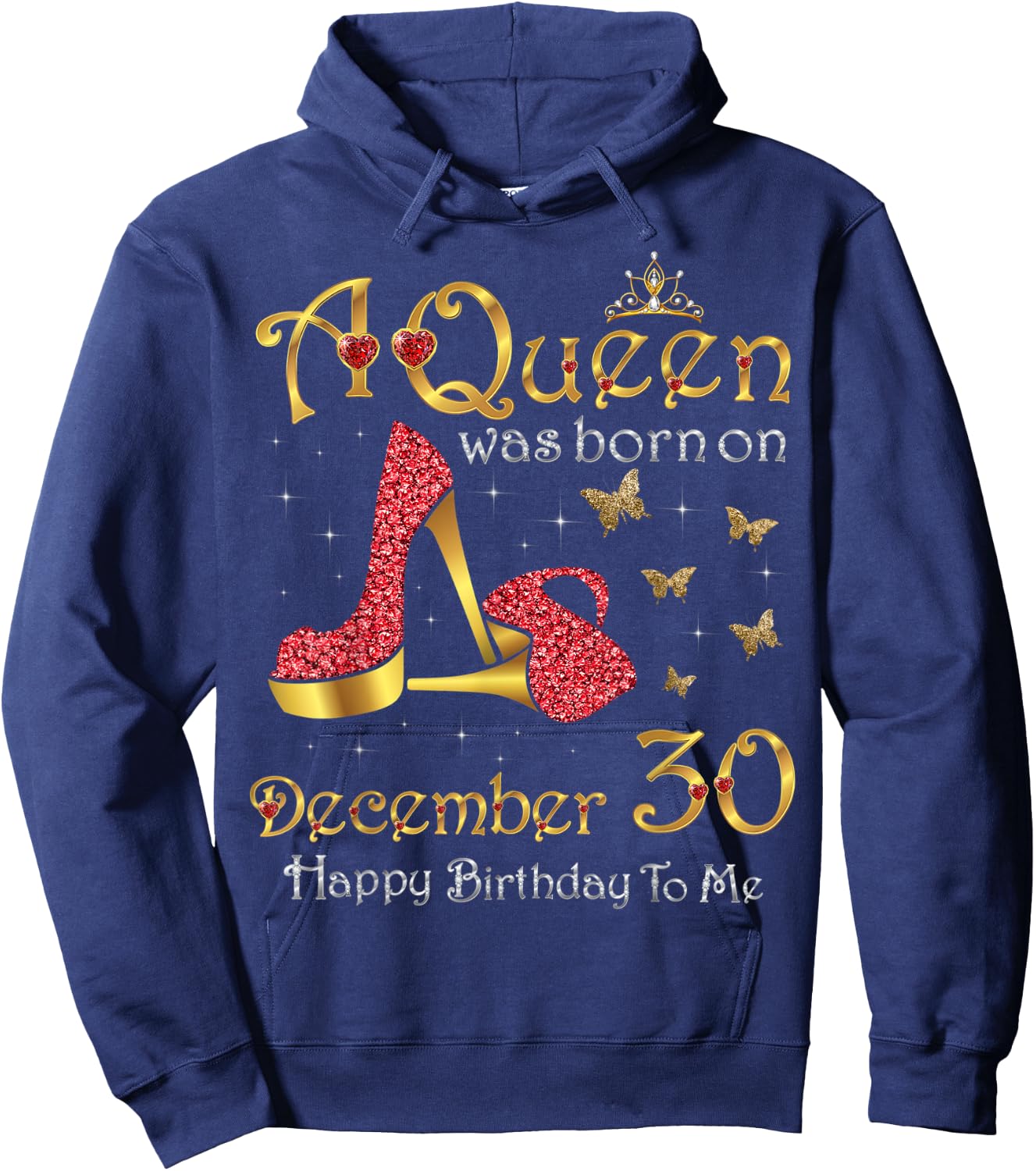 A Queen Was Born on December 30, 30th December Birthday Hoodie - Hoodie | Navy