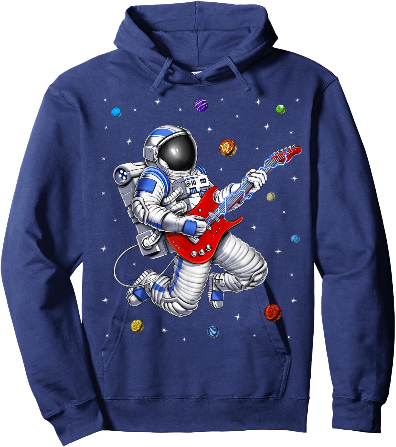 Space Astronaut Playing Electric Guitar Musician Guitarist Hoodie - Hoodie | Navy