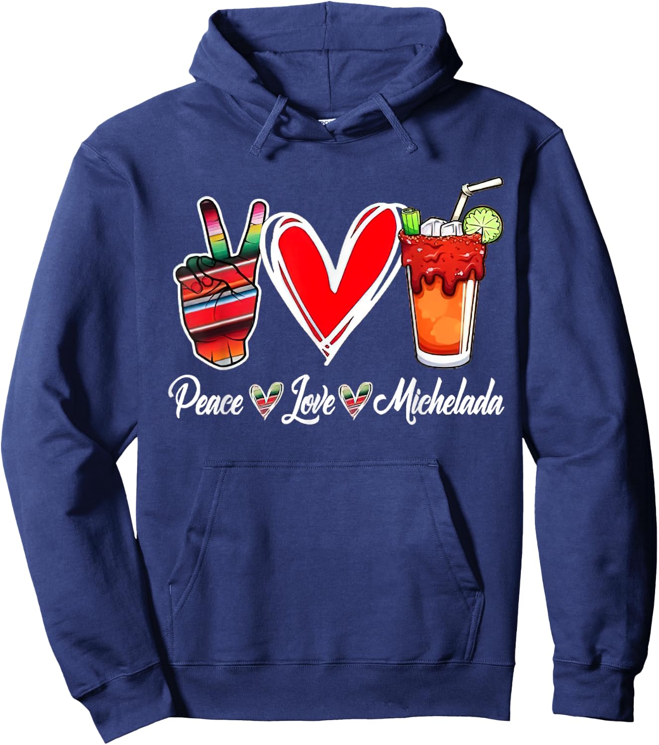 Peace Love Micheladas Mexican Beer Michelada Hippie Hoodie - Hoodie | Navy