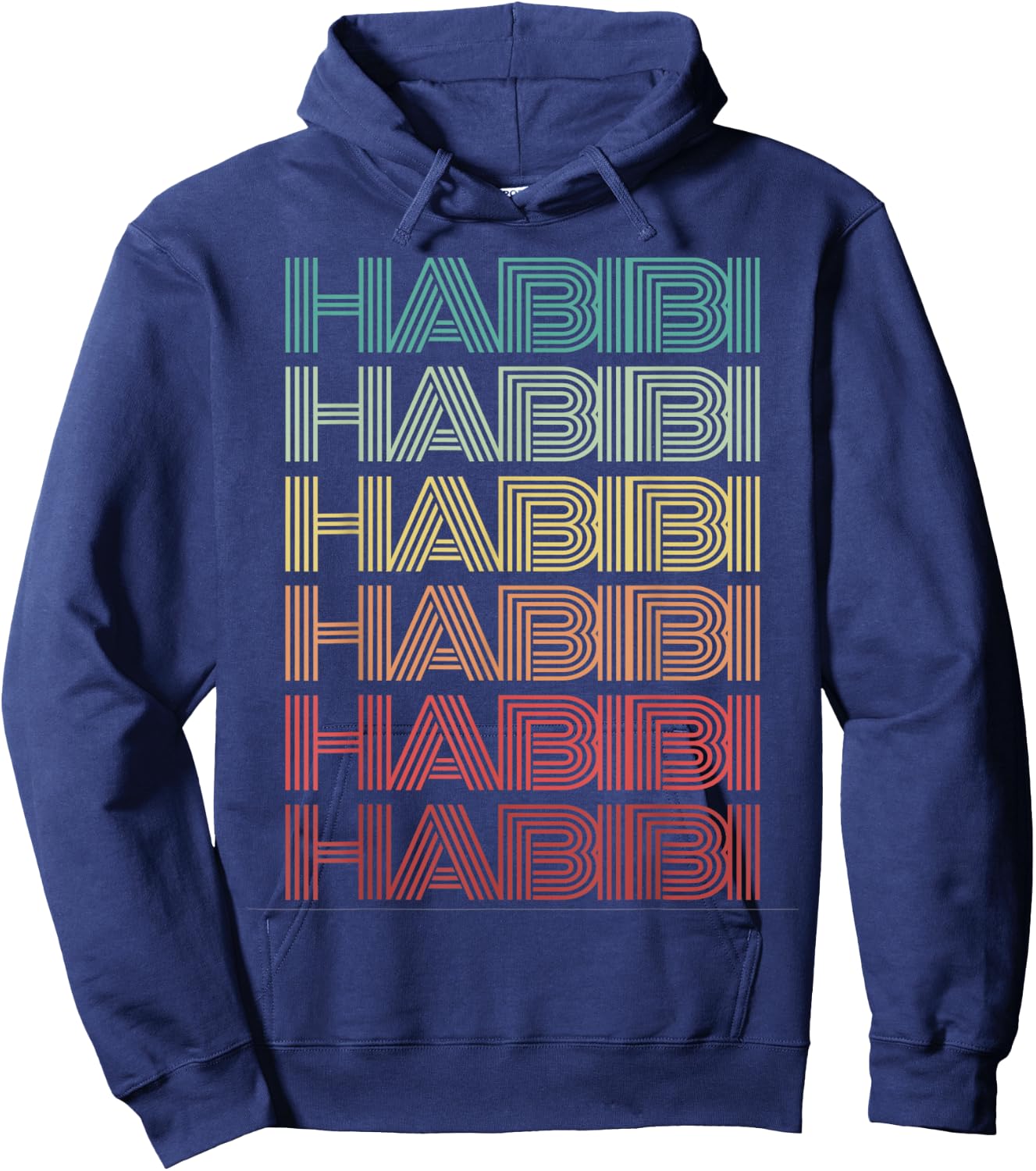 Funny Arabic Word HABIBI Retro Wife Halal Arab Yalla Wedding Hoodie - Hoodie | Navy