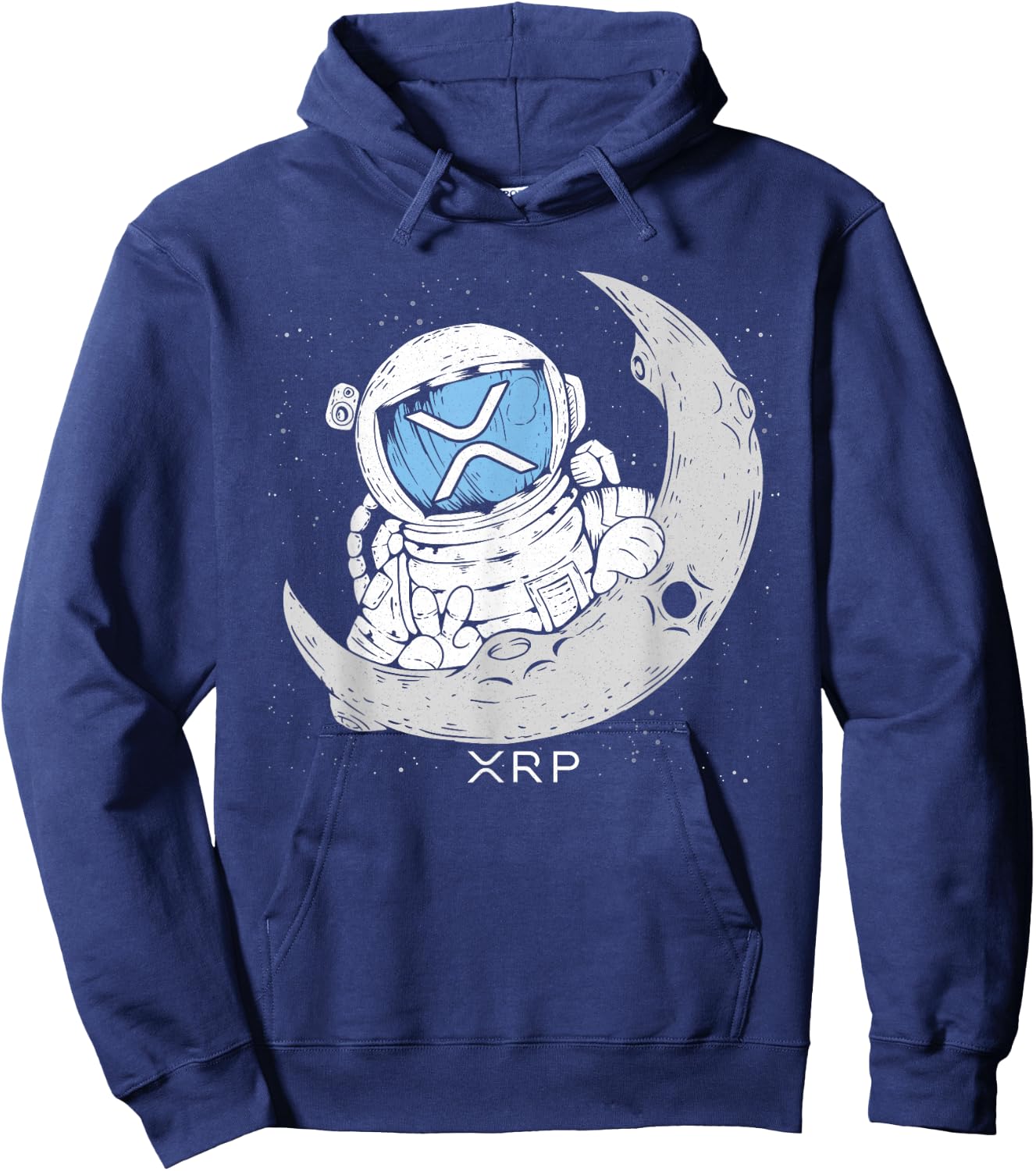 Crypto Meme - XRP Cryptocurrency - Astronaut Moon - XRP Hoodie - Hoodie | Navy