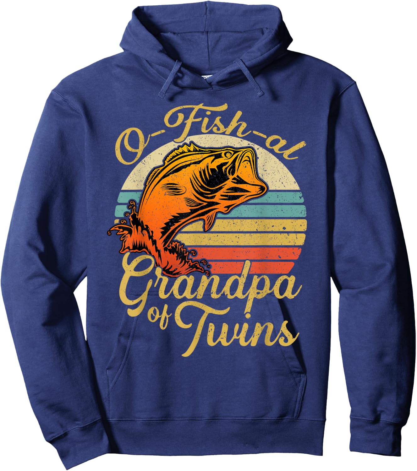 O fish al Grandpa of Twins Baby Pregnancy Announcement Hoodie - Hoodie | Navy
