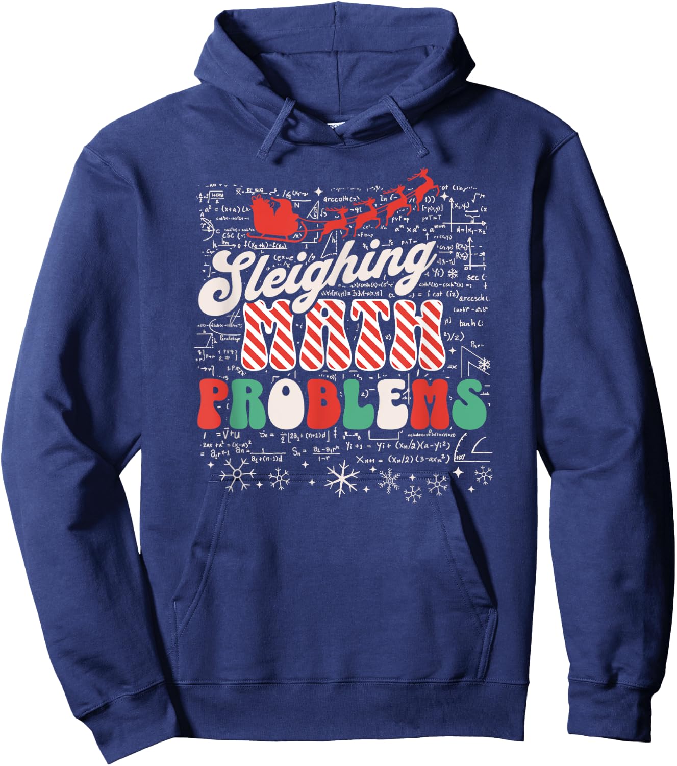 Sleighing Math Problems - Funny Christmas Math Teacher Santa Women Hoodie - Hoodie | Navy