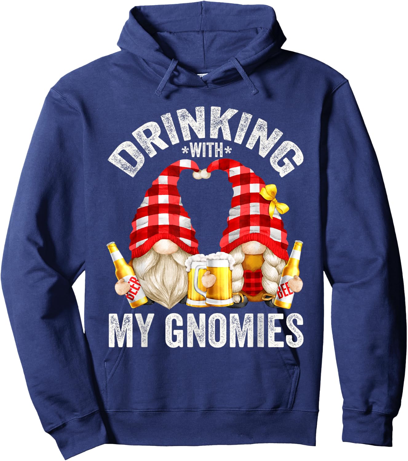 Beer Drinking With My Gnomies Funny Beer Gnomes Hoodie - Hoodie | Navy