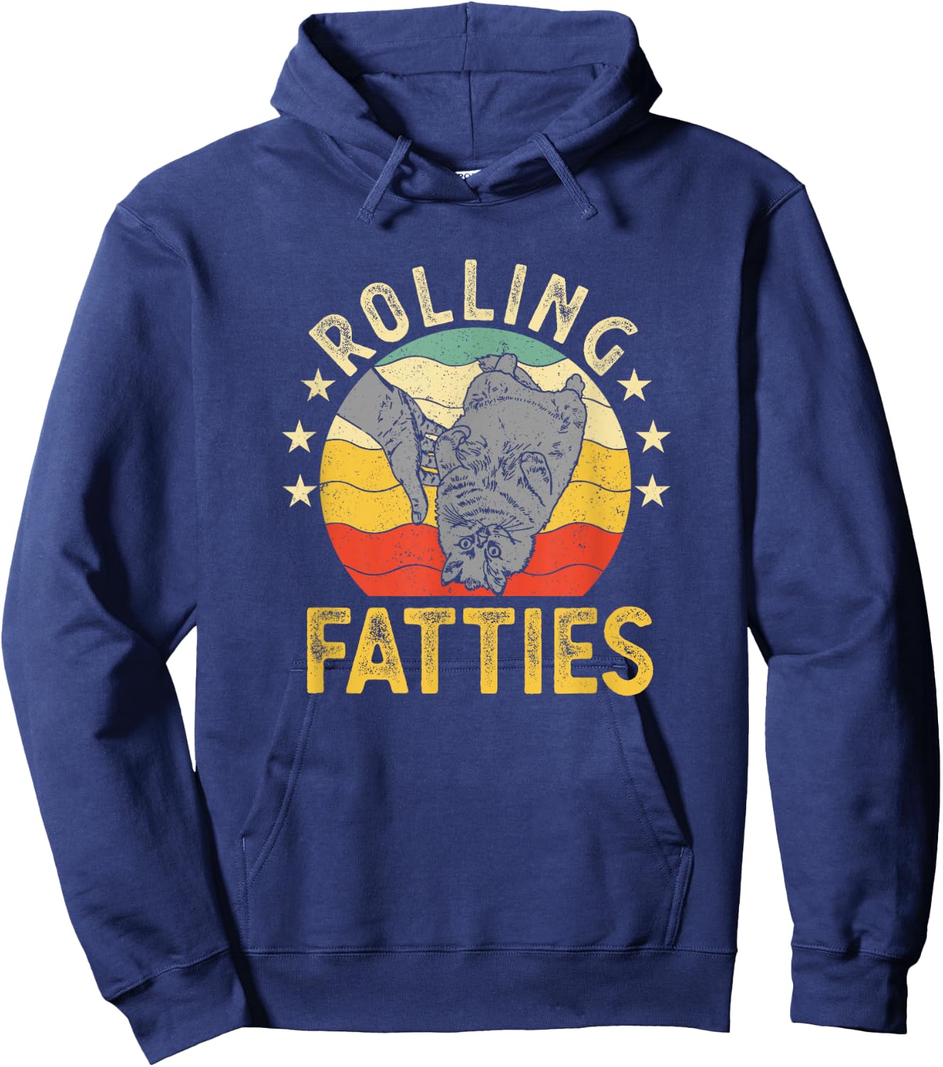 Vintage Rolling Fatties Cat Retro Kitty Kitten Meow Lover Women Hoodie - Hoodie | Navy
