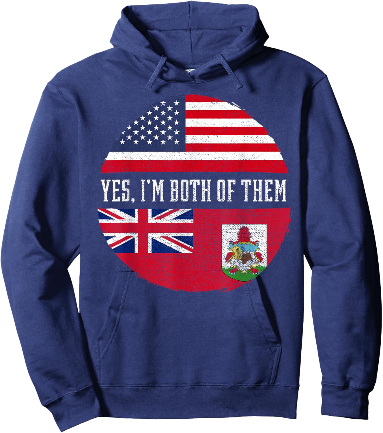 Half American Half Bermudian USA Flag Bermuda Heritage DNA Hoodie - Hoodie | Navy