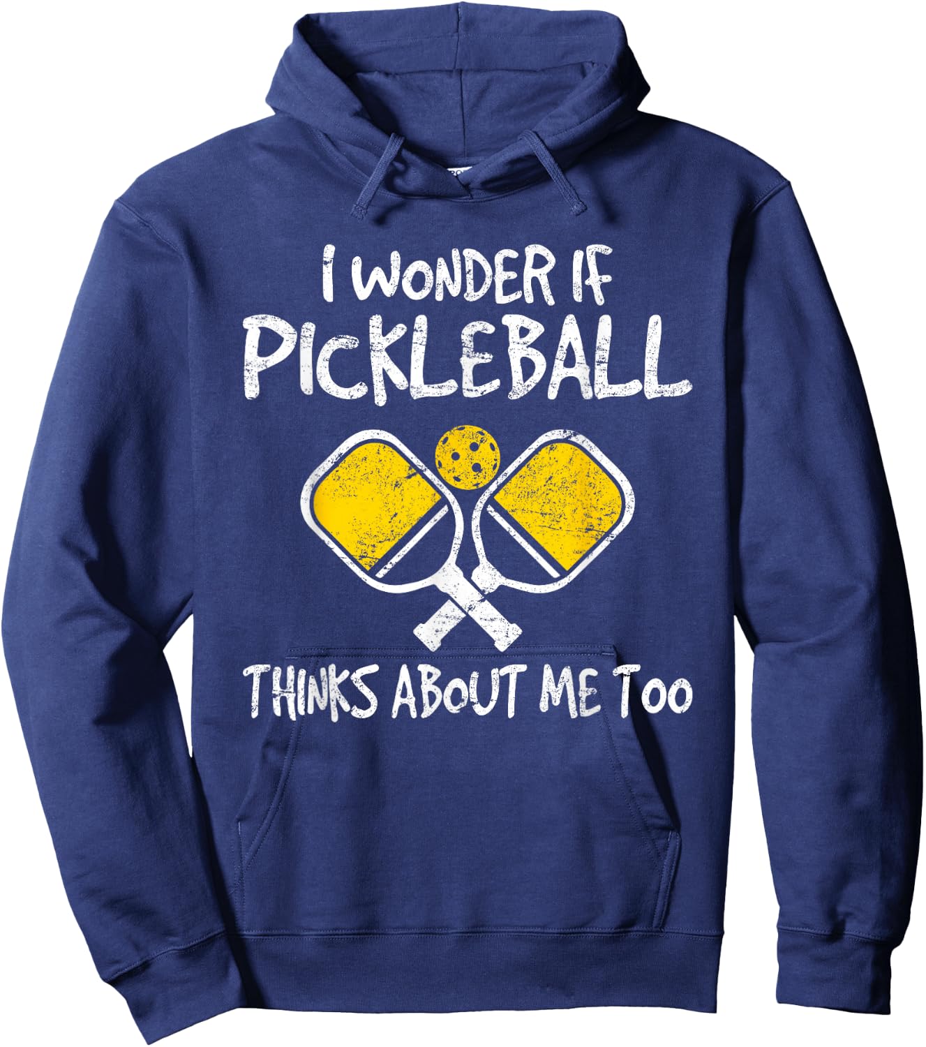 I Wonder If Pickleball Thinks About Me Too Funny Pickleball Hoodie - Hoodie | Navy