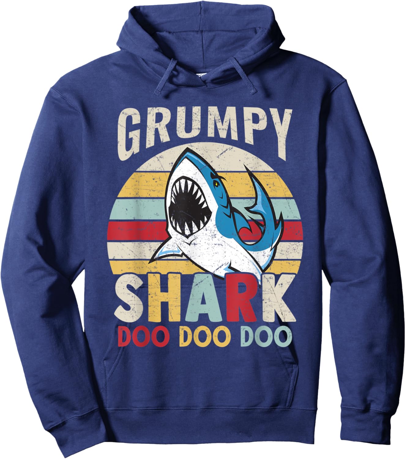 FAMILY 365 Fathers Day Funny Grumpy Shark Grandpa Gift Men Hoodie - Hoodie | Navy