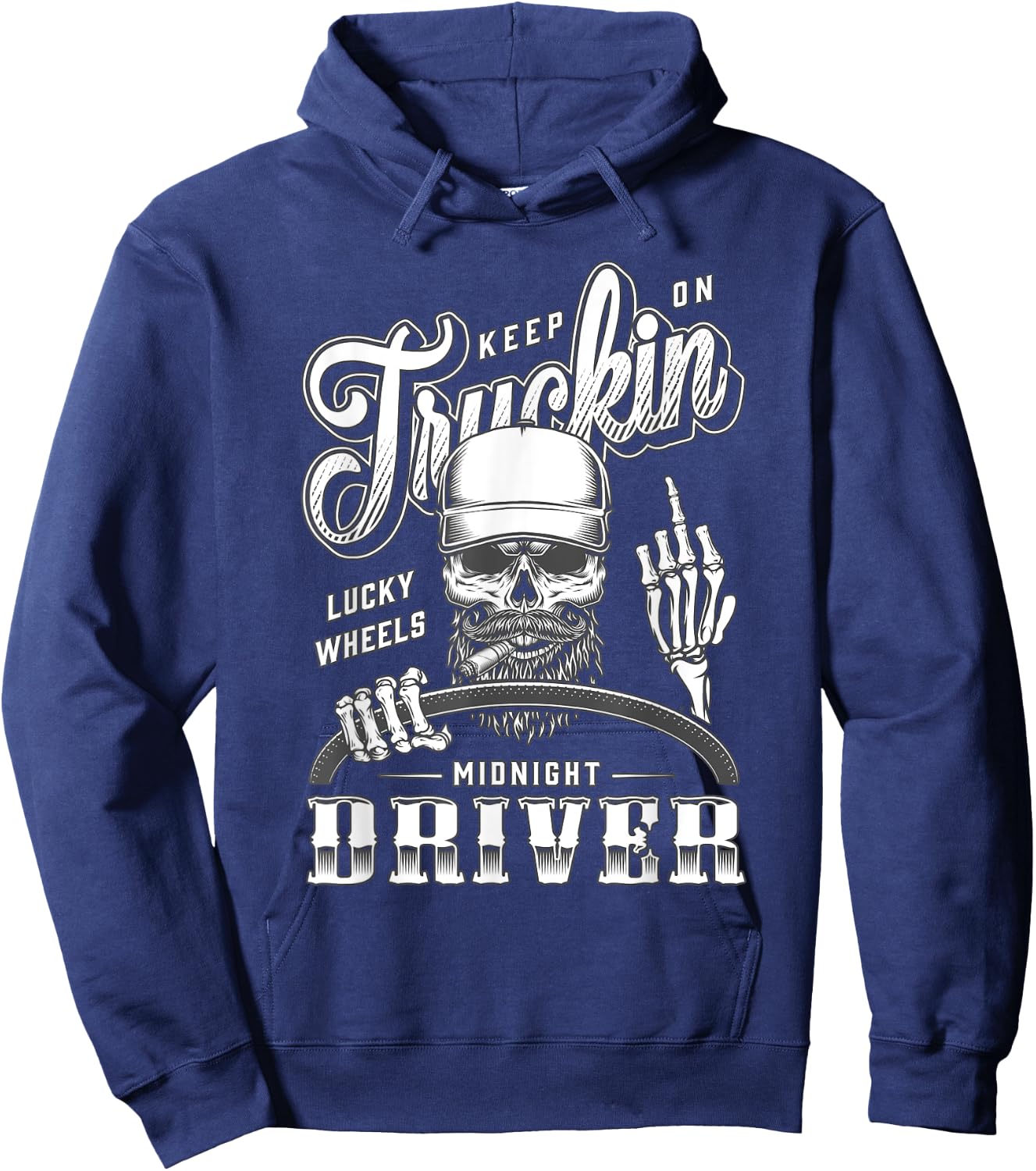 Keep On Truckin Lucky Wheels Midnicht Driver - Trucker Hoodie - Hoodie | Navy