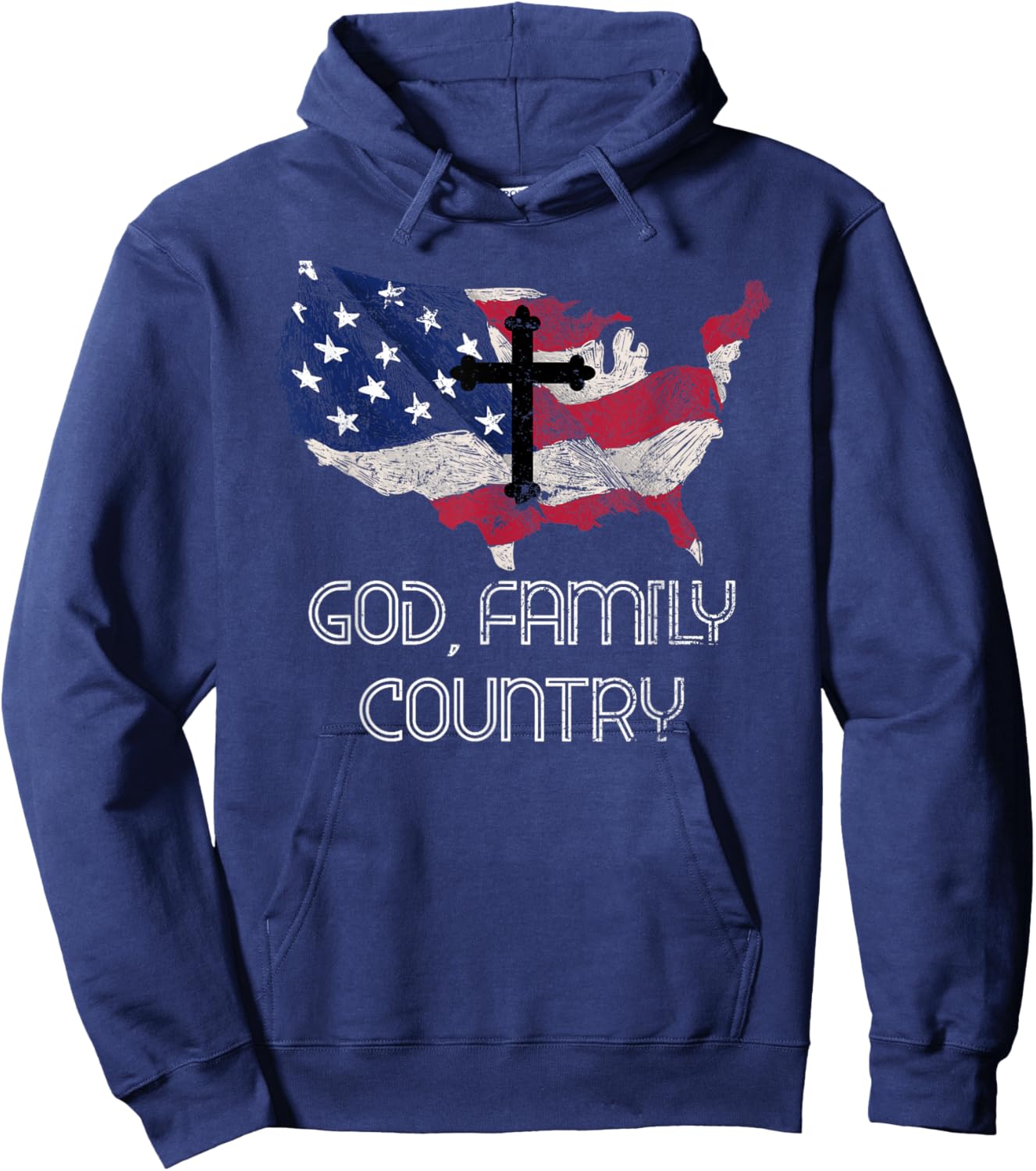 Patriotic Christian Cross American Pride Jesus Lord Prayer Hoodie - Hoodie | Navy