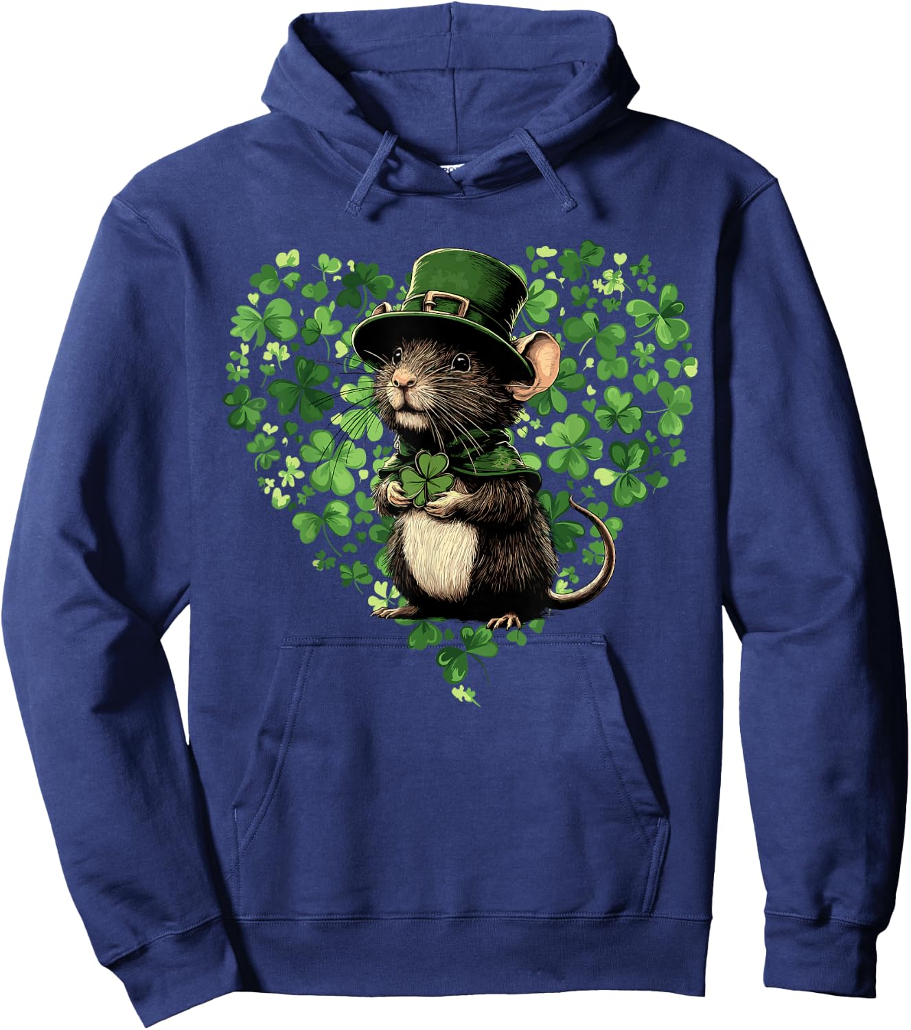 Funny St. Patrick’s Day Rat Lovers Lucky Shamrock Irish Hoodie - Hoodie | Navy